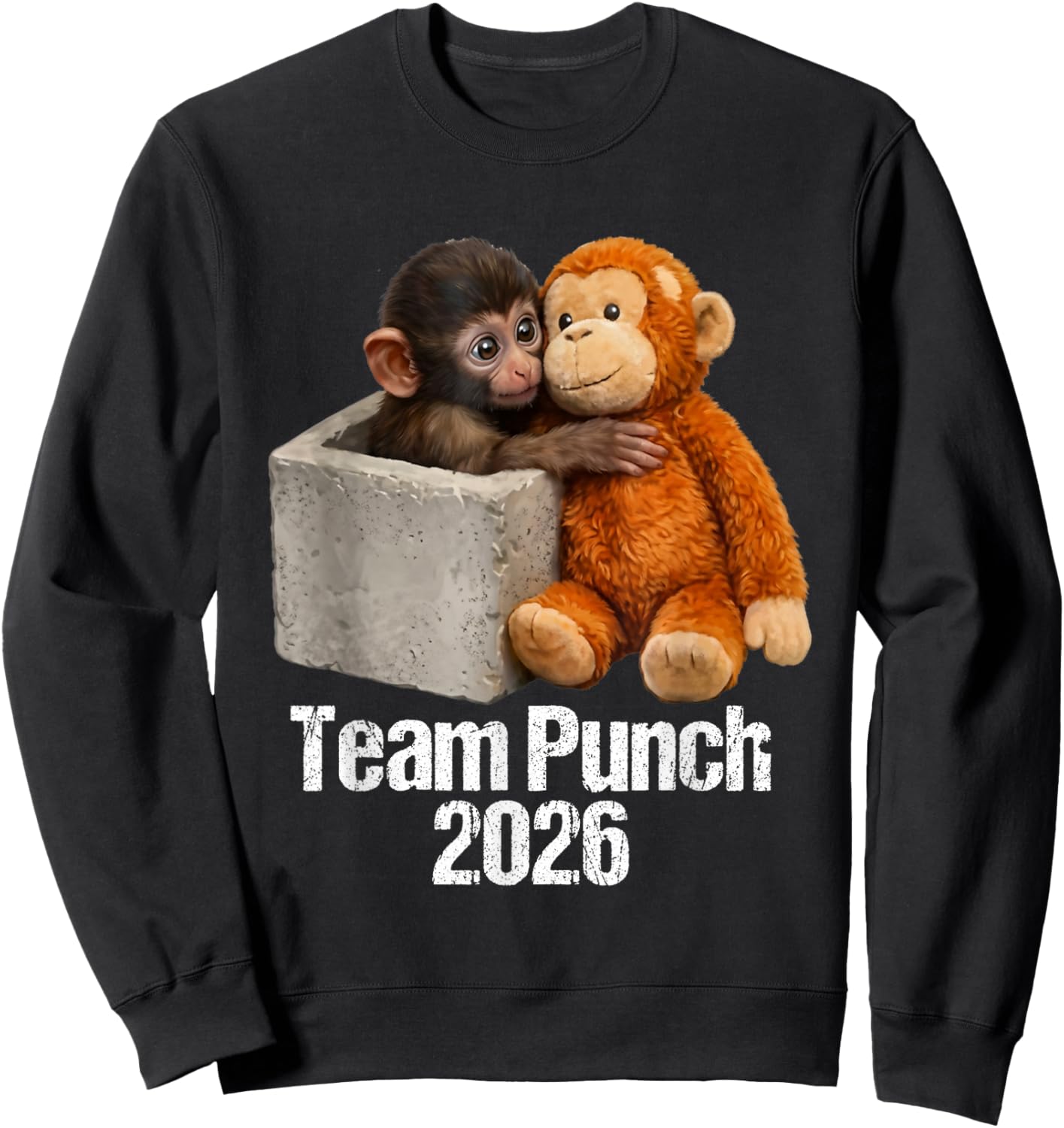 Baby Monkey Cute Monkey Team Punch 2026 Zoo Sweatshirt - Sweatshirt | Black