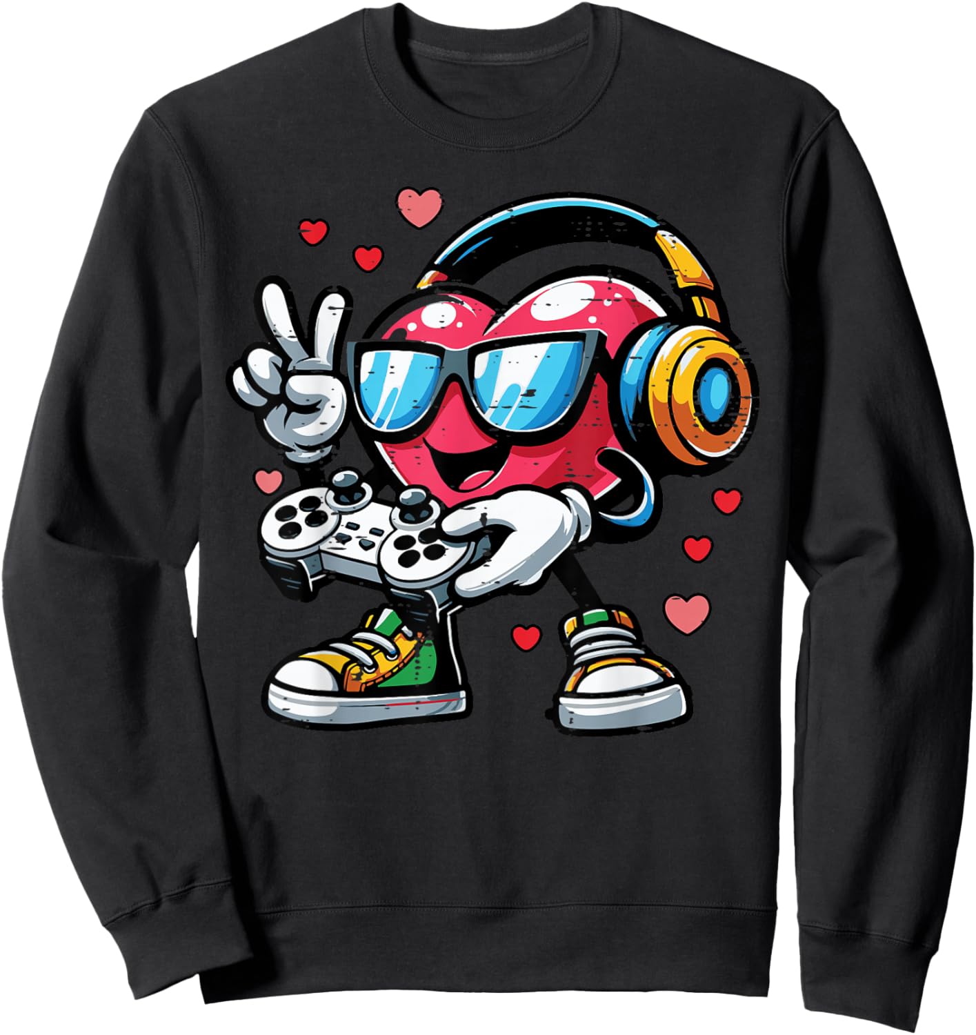 Valentines Day Gamer Heart Gaming Boys Kids Men Youth Teen Sweatshirt - Sweatshirt | Black
