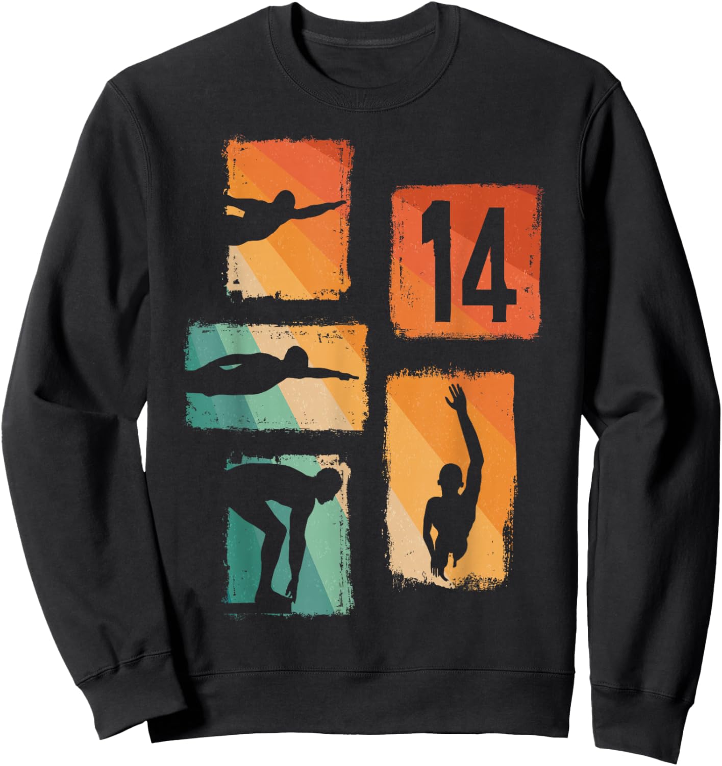 14th Birthday Swimmer Swimming 14 Year Old Boy Sweatshirt - Sweatshirt | Black