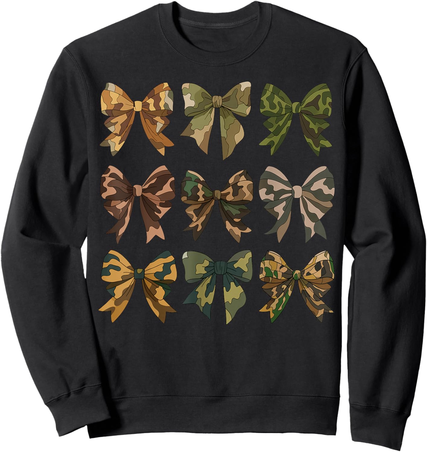 Camouflage Old Camo Bow Camo Coquette Bow Hunting Women Girl Sweatshirt - Sweatshirt | Black