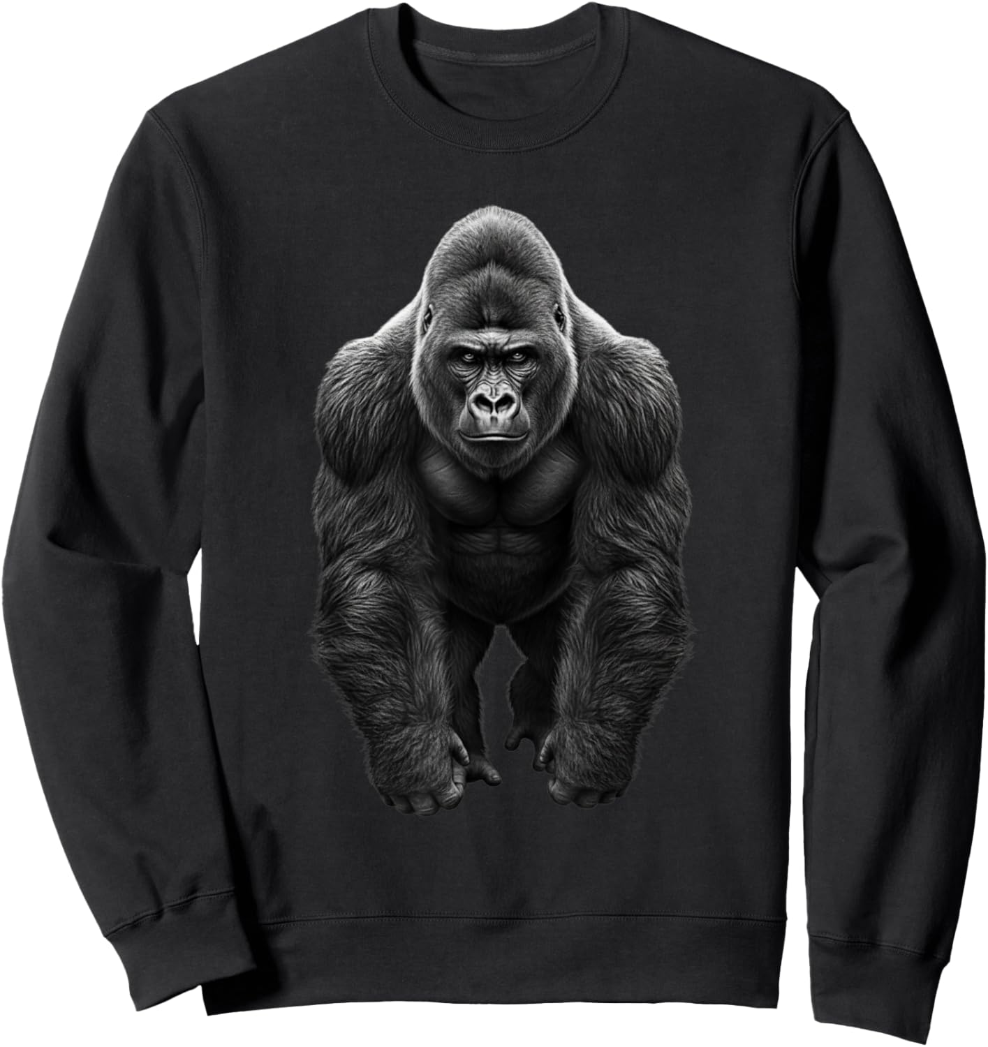 Funny Gorilla Jungle Wildlife Nature Power Animal Art Sweatshirt - Sweatshirt | Black