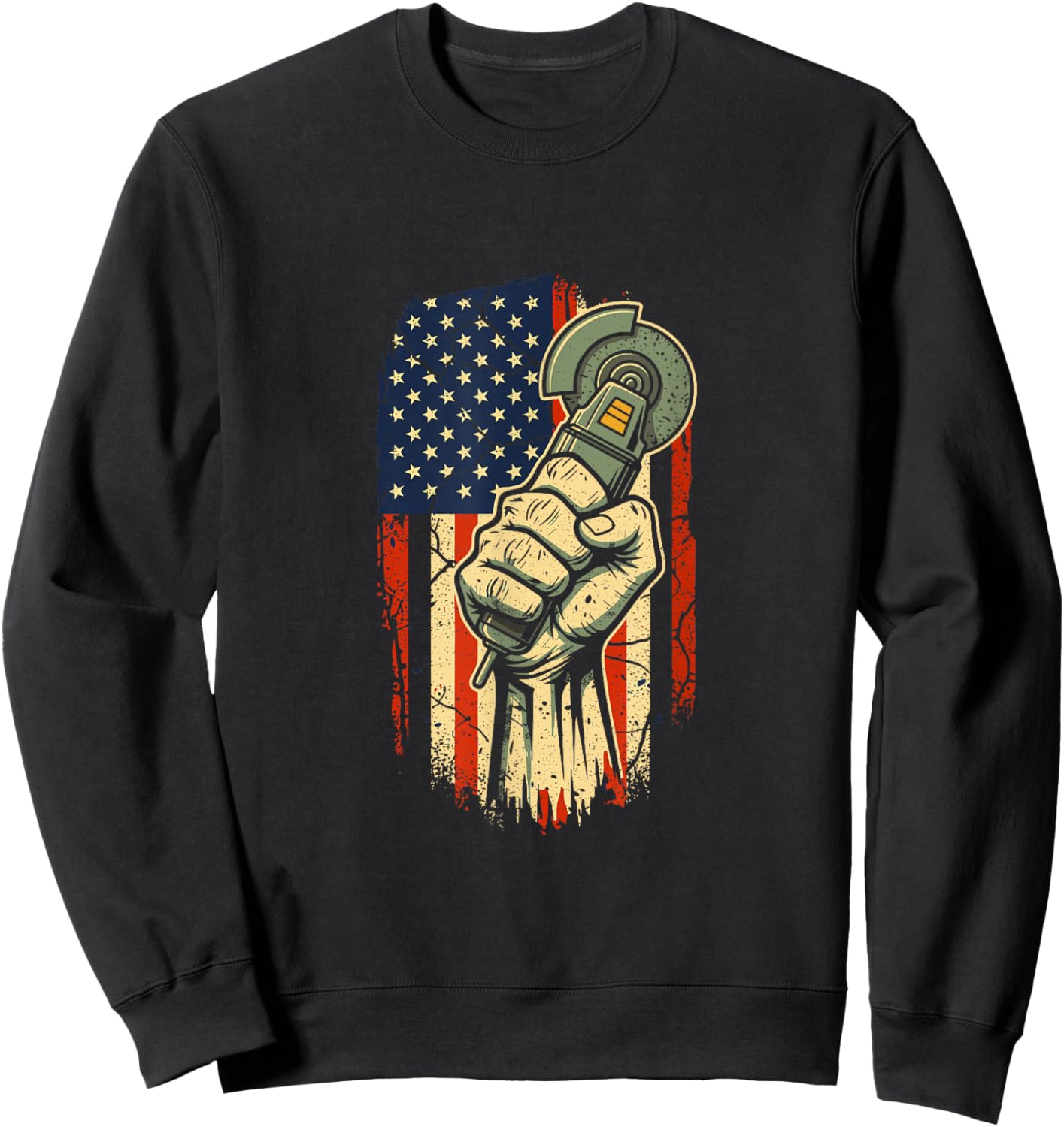 American Flag Angle Grinder American Worker Pride Sweatshirt - Sweatshirt | Black