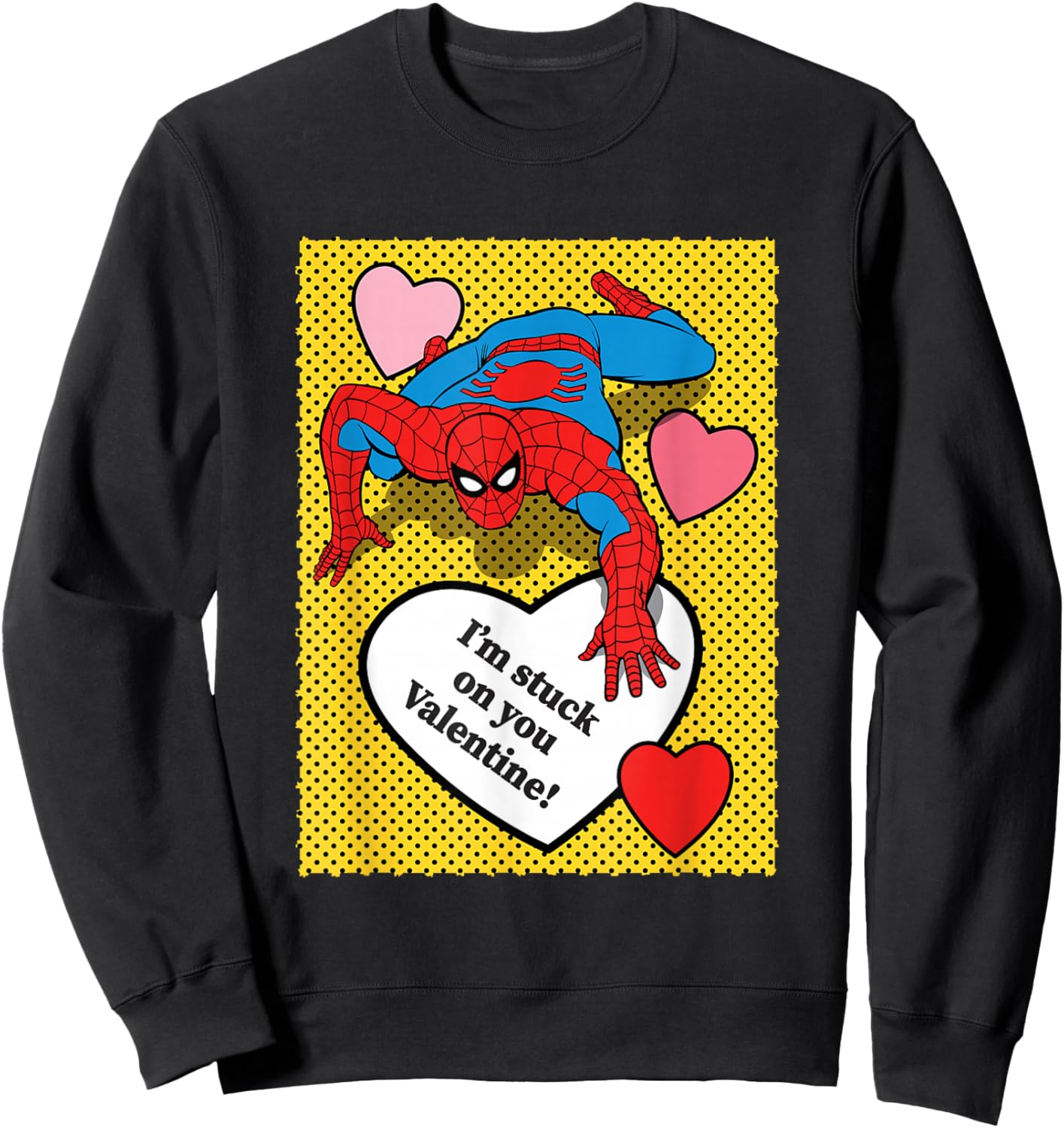 Marvel Comics Spider-Man Valentine Hearts Design Sweatshirt - Sweatshirt | Black