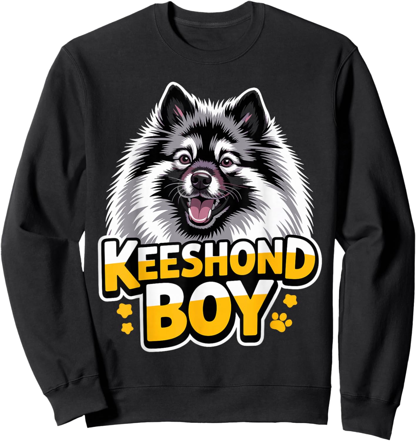 Keeshond Boy Cartoon Puppy Canine Dutch Pet Dog Breed Sweatshirt - Sweatshirt | Black