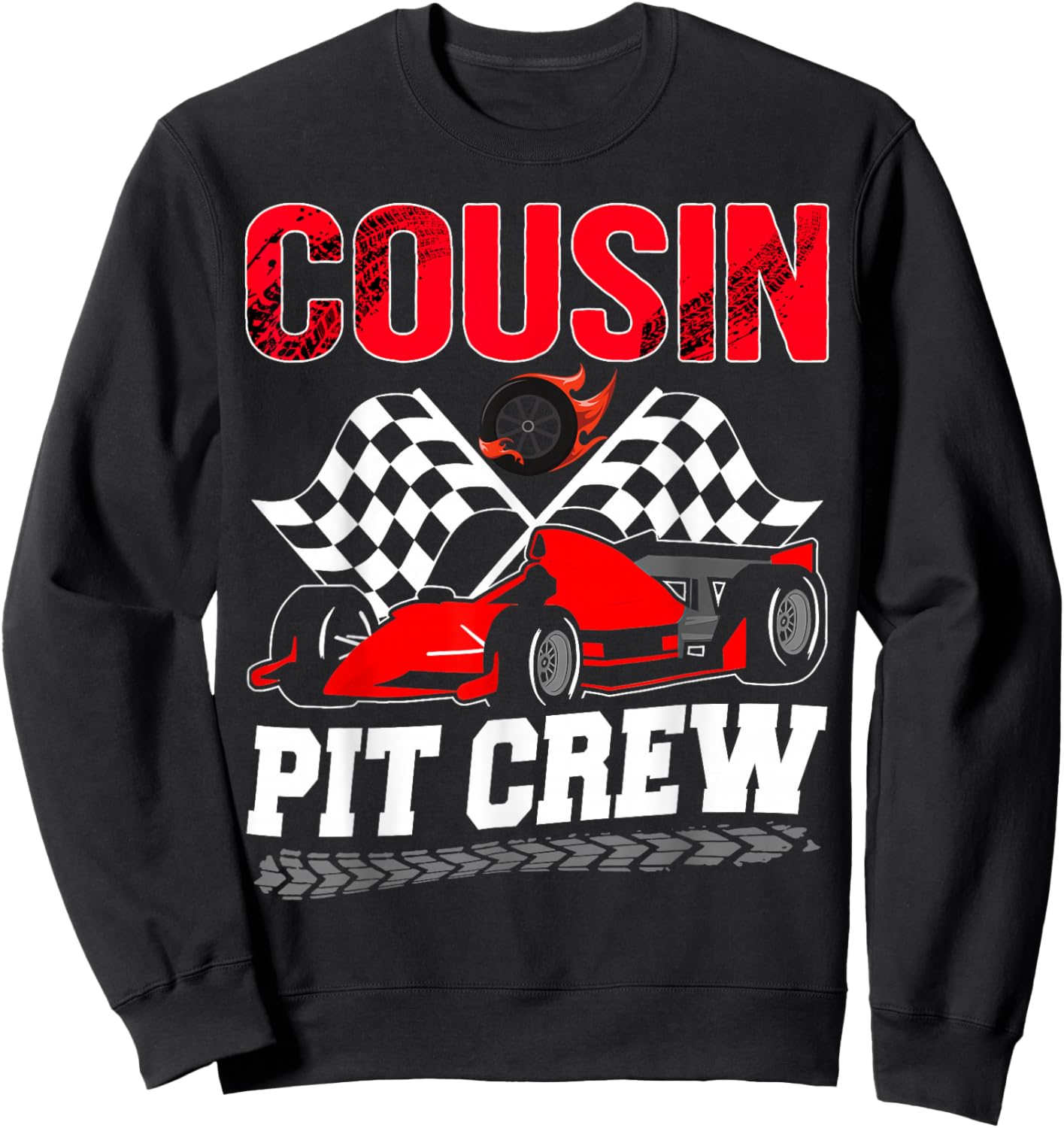 Cousin Pit Crew Racing Family Race Car Birthday Boy Sweatshirt - Sweatshirt | Black