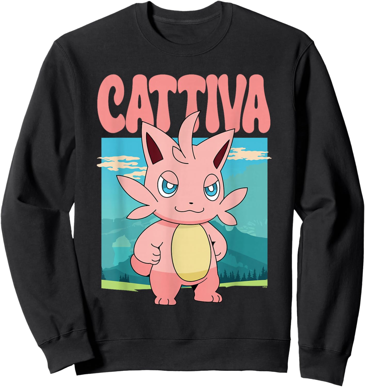 Palworld Cattiva Nature Scene Character Portrait Video Game Sweatshirt - Sweatshirt | Black
