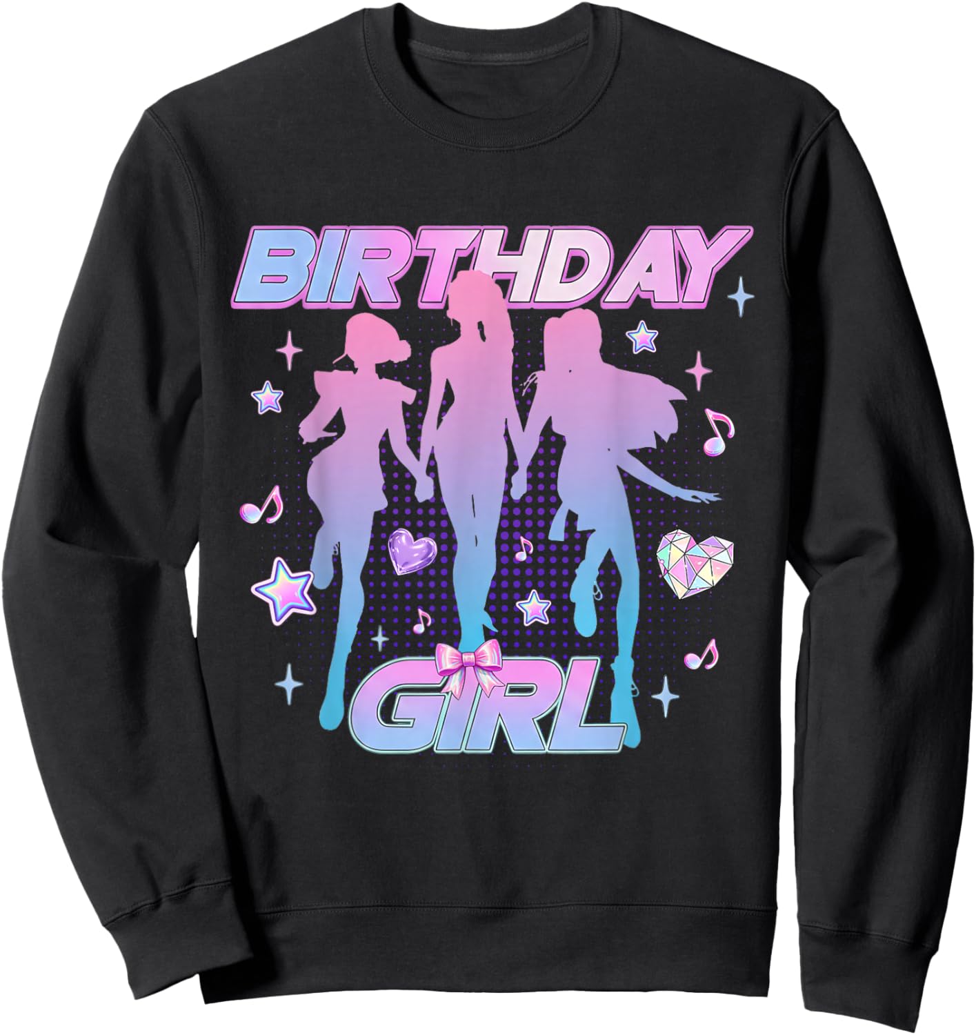 Birthday Girl K pop Birthday Coquette Pink Bow Girl Sweatshirt - Sweatshirt | Black
