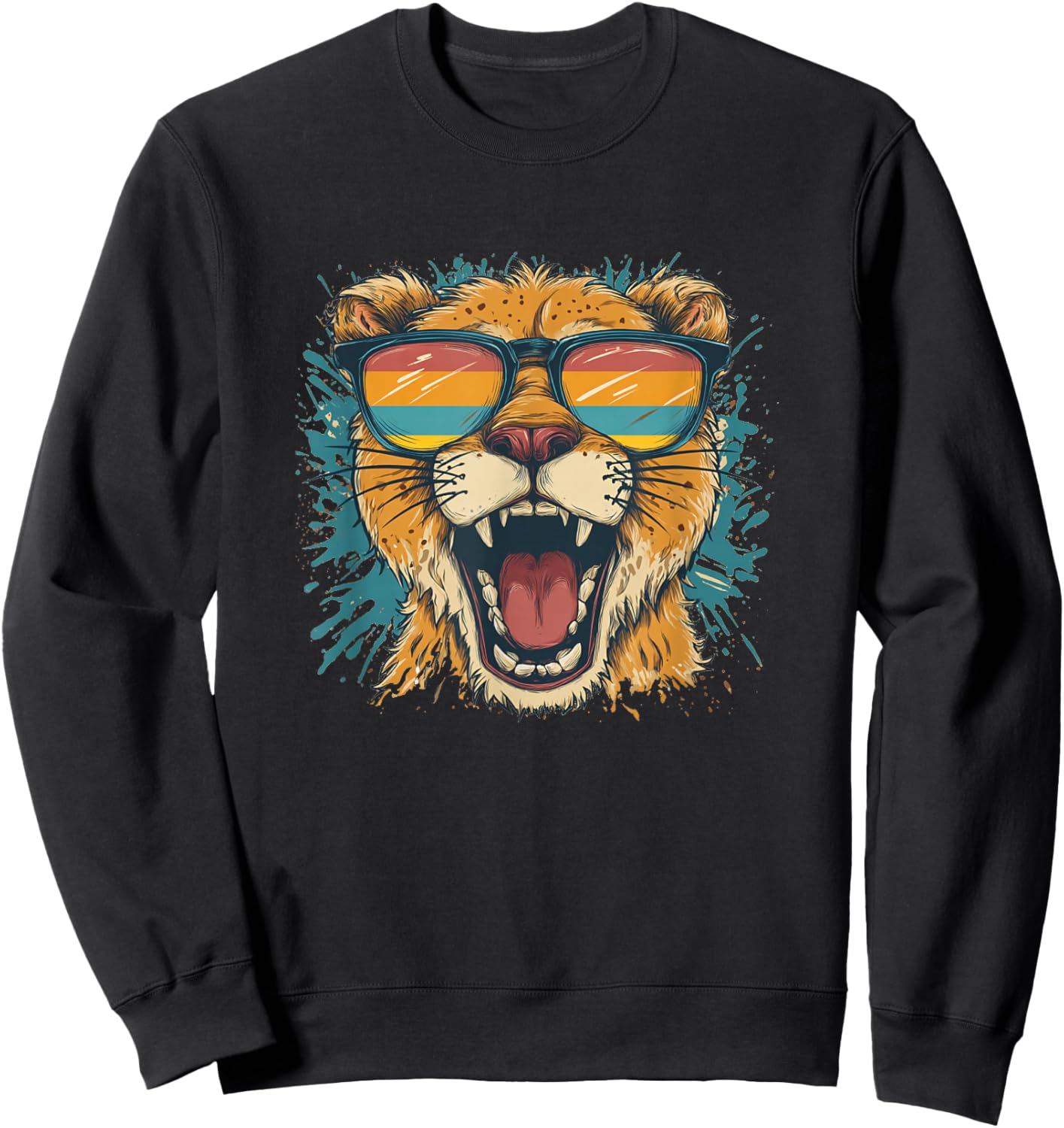 Colorful Sunglasses Cougar Costume Sweatshirt - Sweatshirt | Black