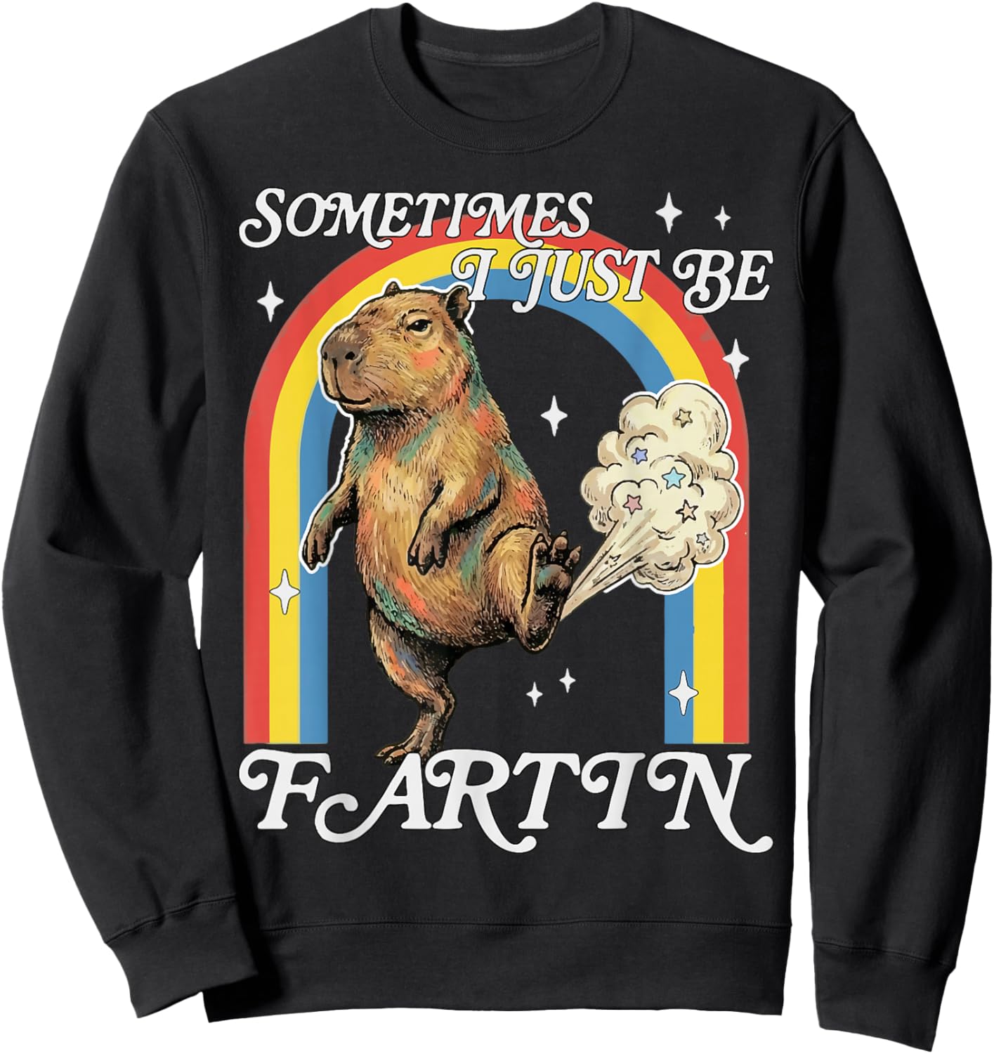 Sometimes I Just Be Fartin Capybara Funny Retro Meme Sweatshirt - Sweatshirt | Black