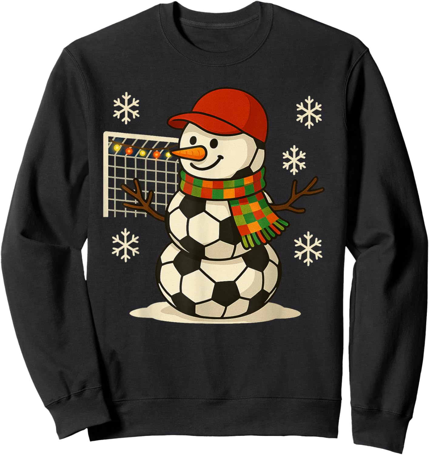 Soccer Balls Snowman Funny Christmas Xmas Cute Boys Kids Sweatshirt - Sweatshirt | Black