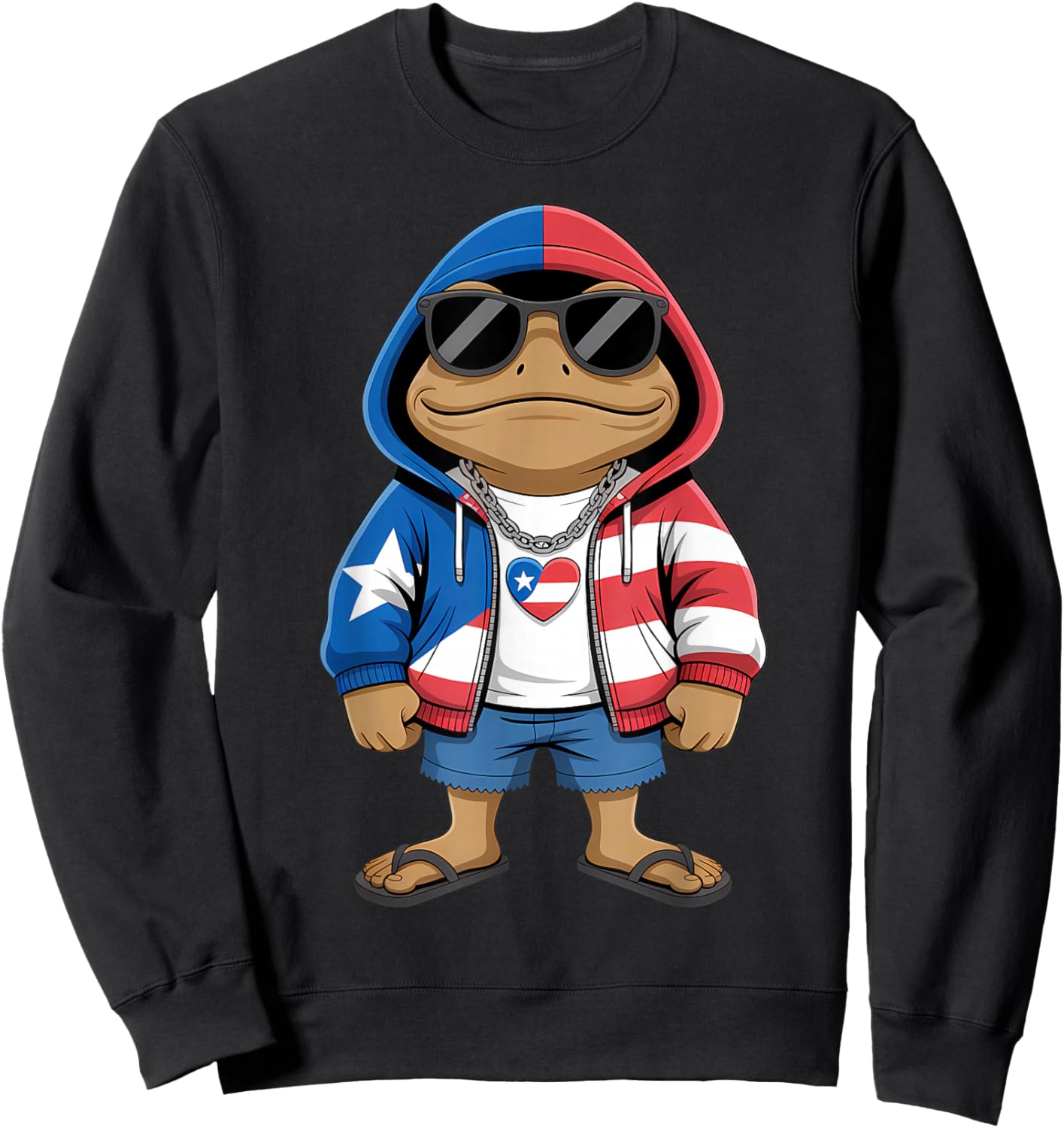 Coqui Frog Puerto Rico Taino Puerto Rican Flag Boricua Sweatshirt - Sweatshirt | Black