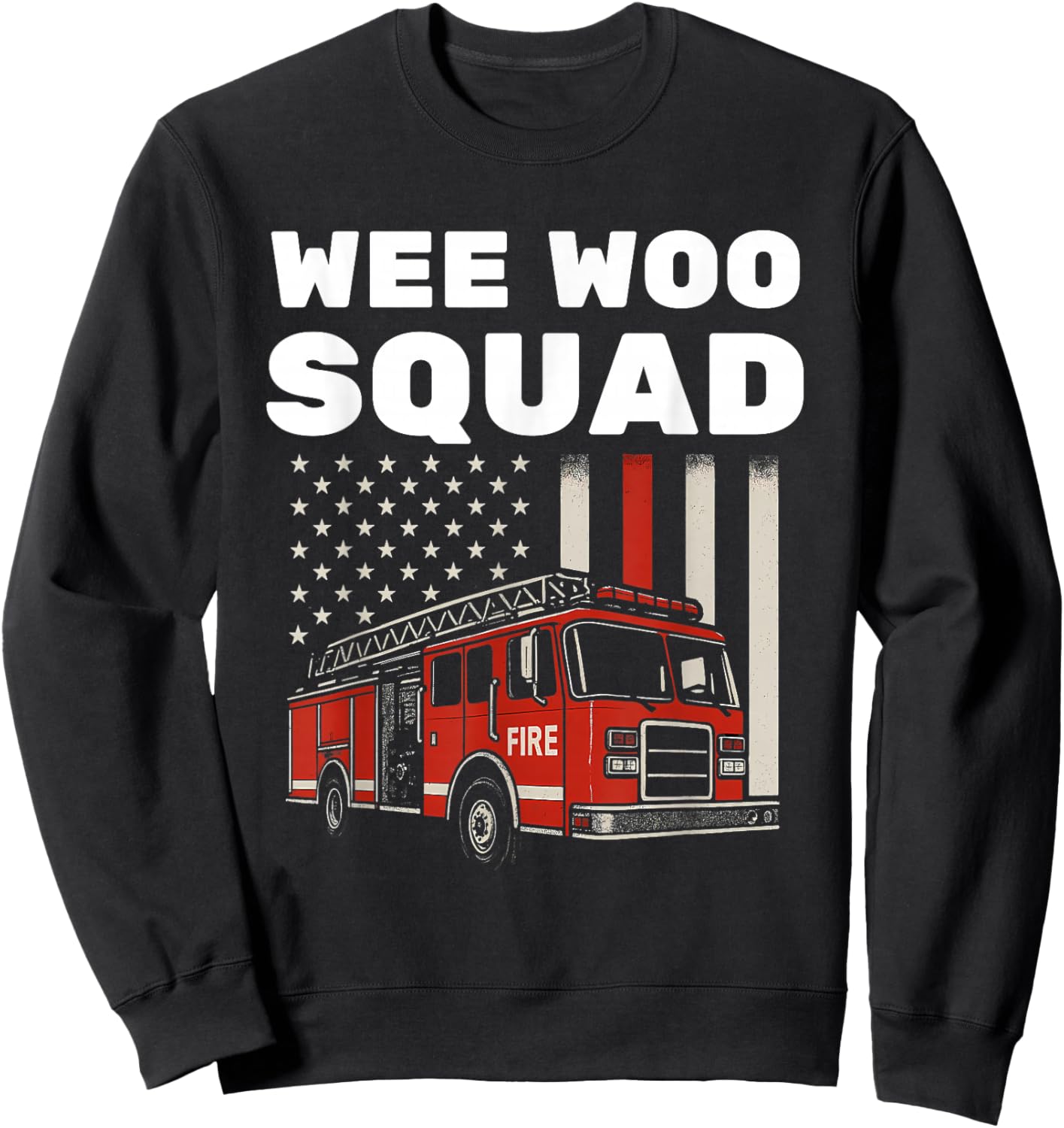Funny Firefighter Art Women Kids Fire Truck Fireman Sweatshirt - Sweatshirt | Black