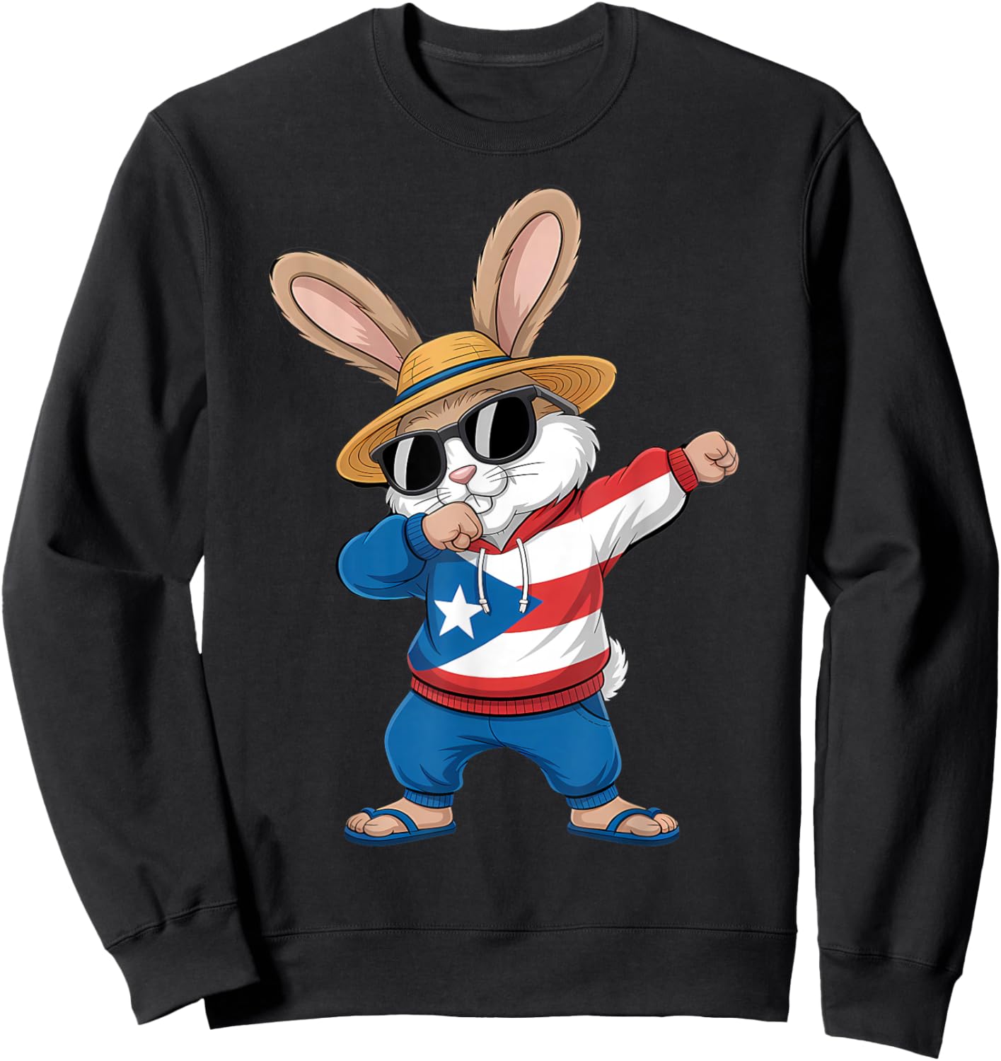 Puerto Rico Rabbit Puerto Rican Flag Bunny Sweatshirt - Sweatshirt | Black