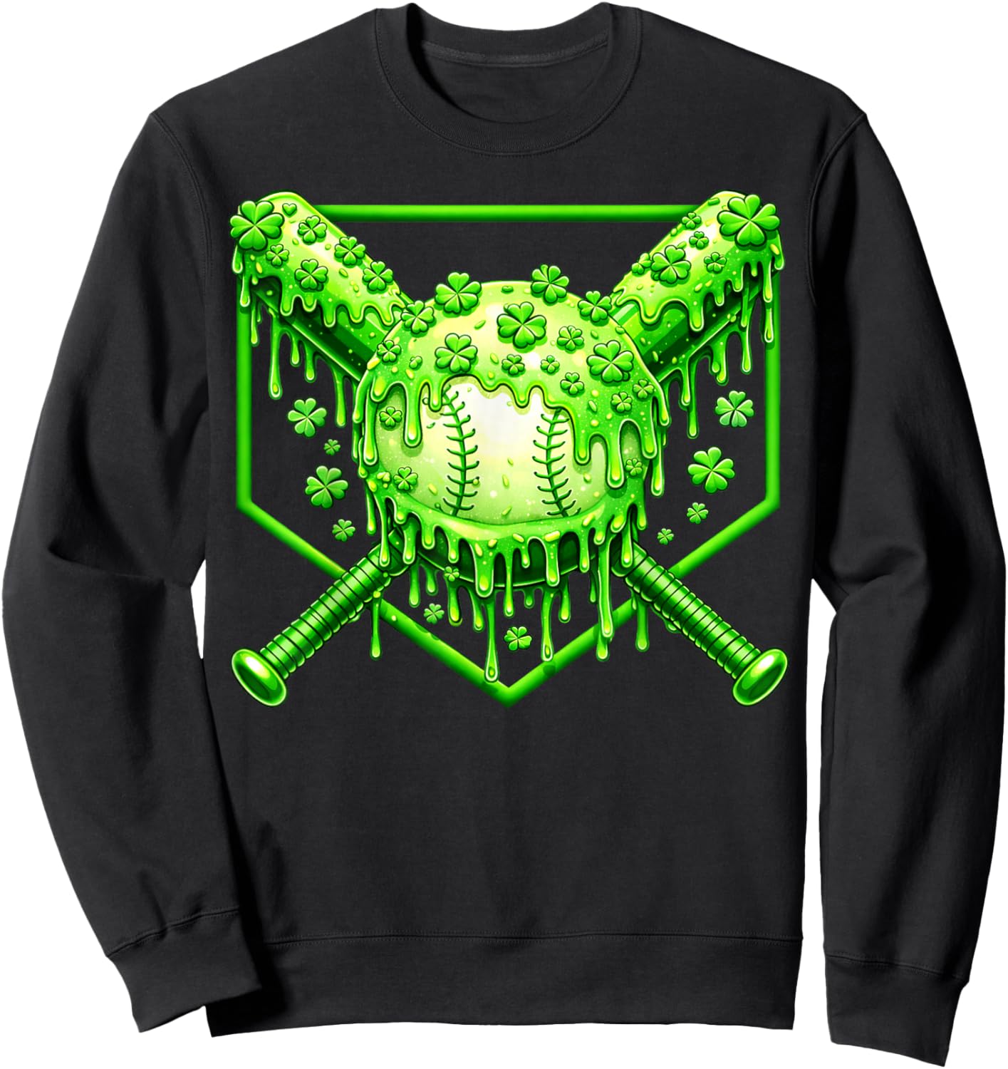 Dripping Drip Baseball Shamrock St Patricks Boy Kid Sweatshirt - Sweatshirt | Black