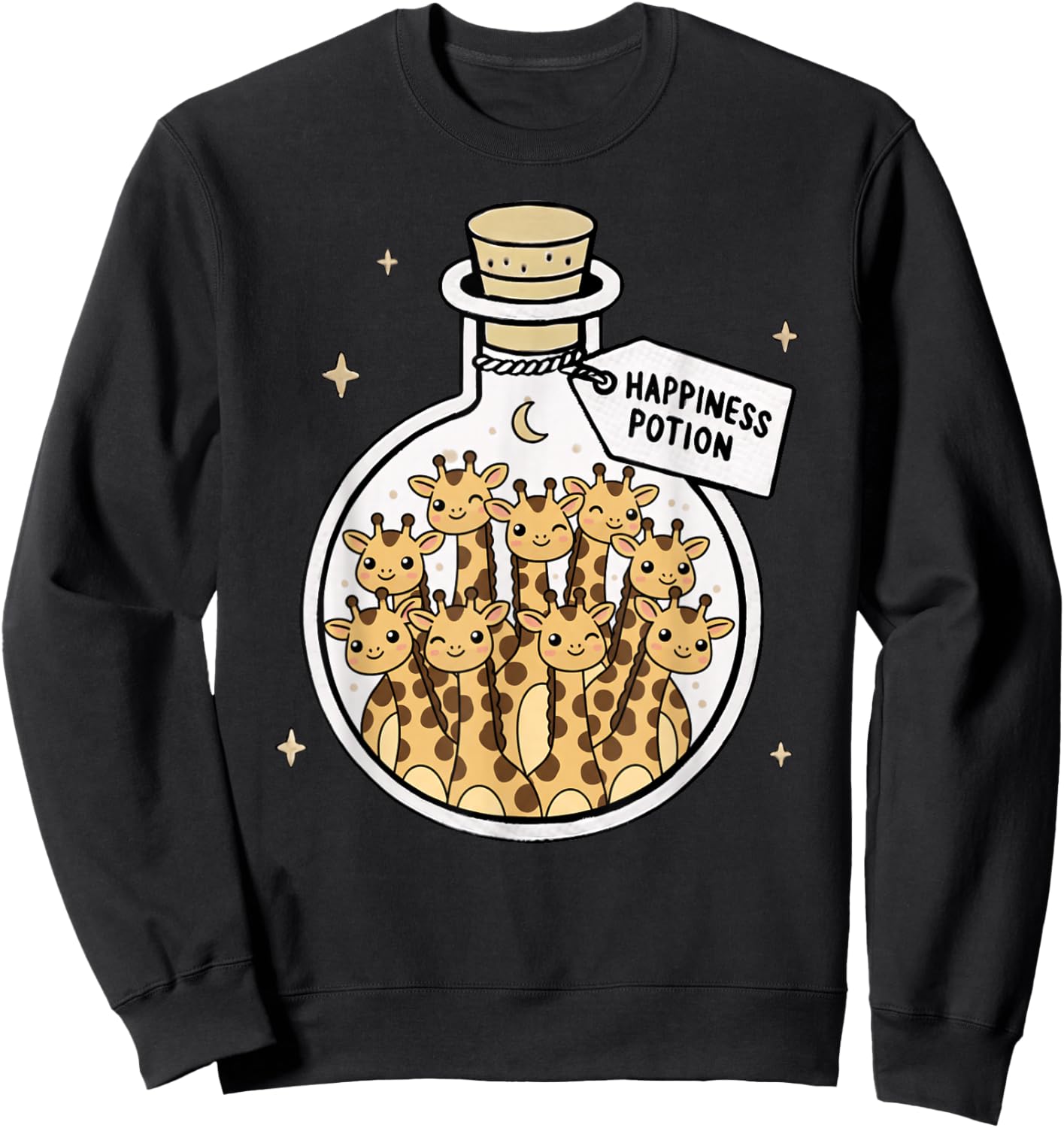 Funny Giraffe Happiness Potion Zoo Boys Girls Kids Sweatshirt - Sweatshirt | Black