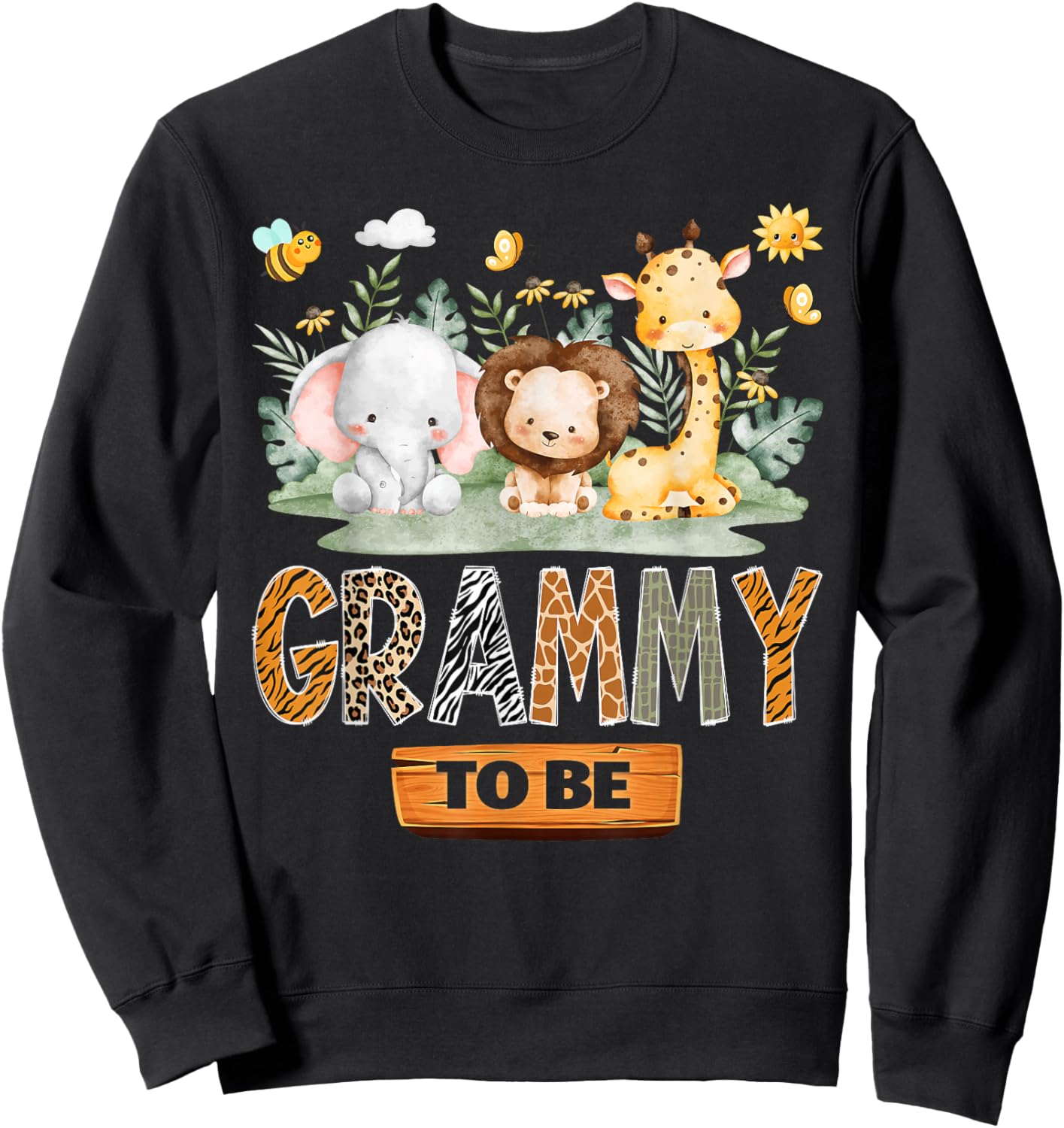 Grammy to Be Safari Jungle Animal Gender Reveal Party Sweatshirt - Sweatshirt | Black