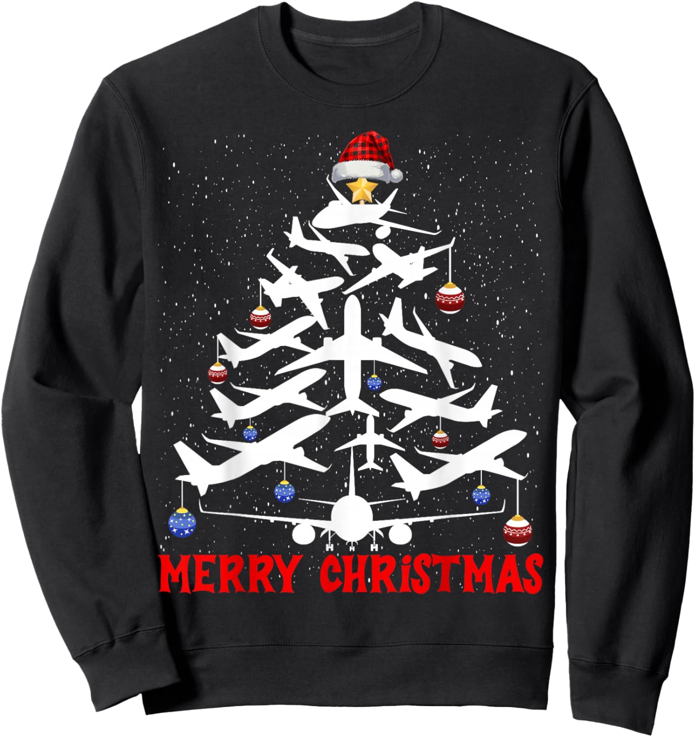 Christmas Tree Airplanes Pilots Merry Christmas Men Boys Sweatshirt - Sweatshirt | Black