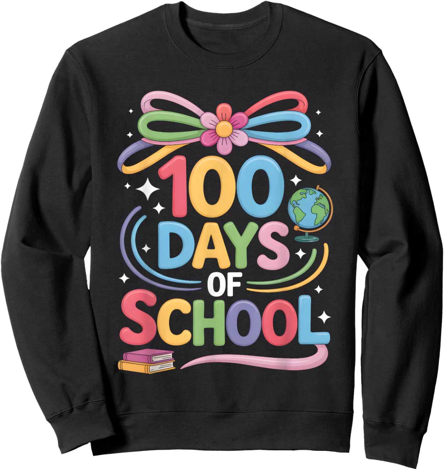 100th Day of School 100 Days Teacher Coquette Bow Girl Women Sweatshirt - Sweatshirt | Black