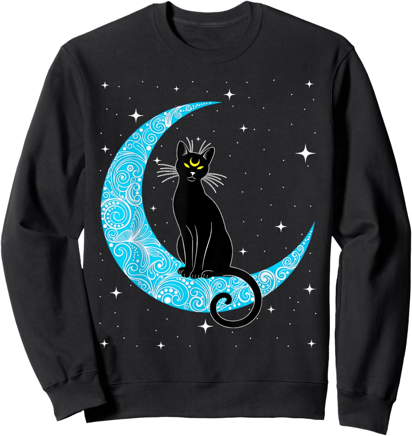 Black Cat Crescent Moon Sailor Mum Sweatshirt - Sweatshirt | Black