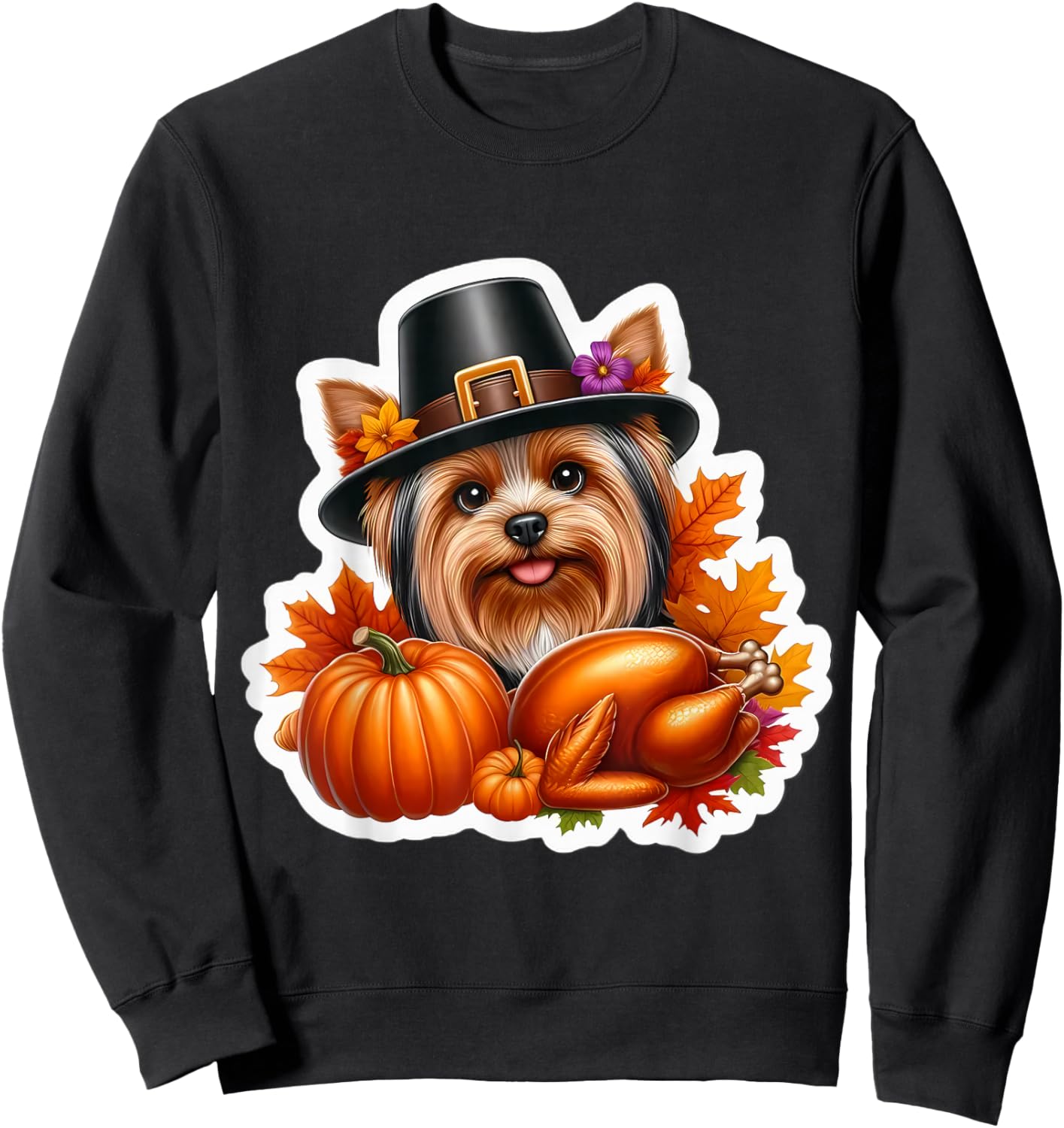 Thanksgiving Silky Terrier Dog Owner Mom Dad Lover Funny Sweatshirt - Sweatshirt | Black