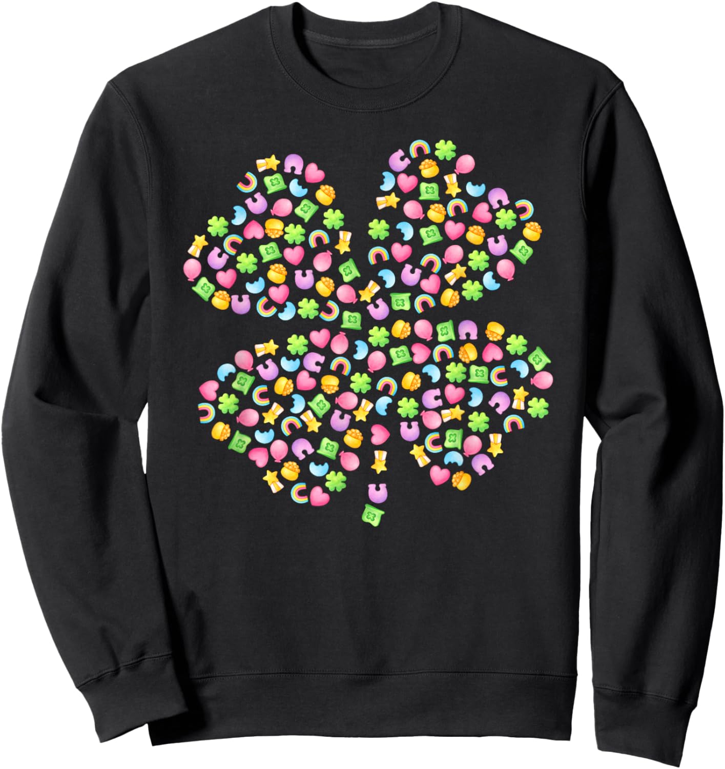 Cute Lucky Charm Shamrock St Patrick's Day Irish Girls Boys Sweatshirt - Sweatshirt | Black