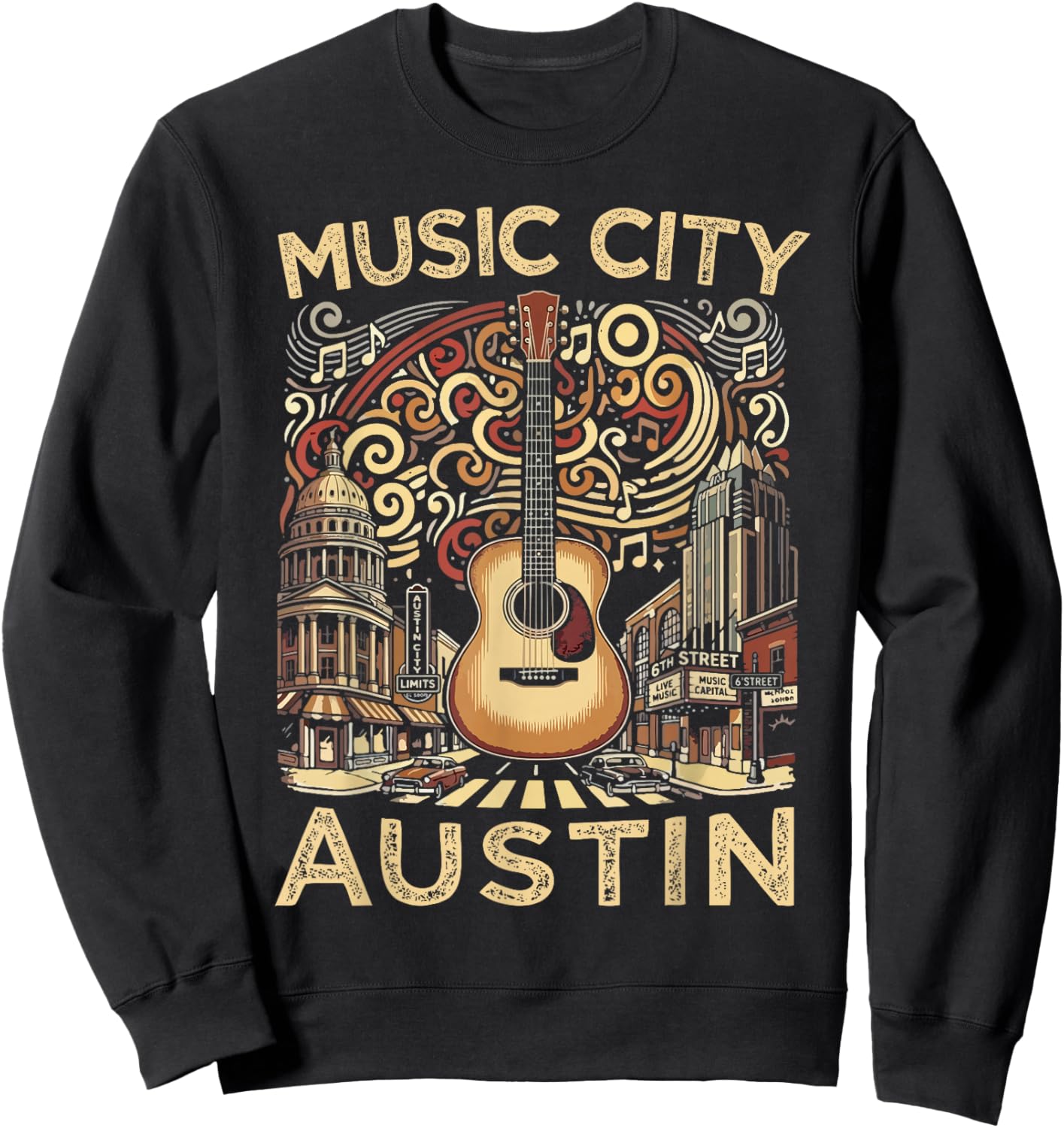Music City Austin Souvenir Texas Live Music Austin Sweatshirt - Sweatshirt | Black
