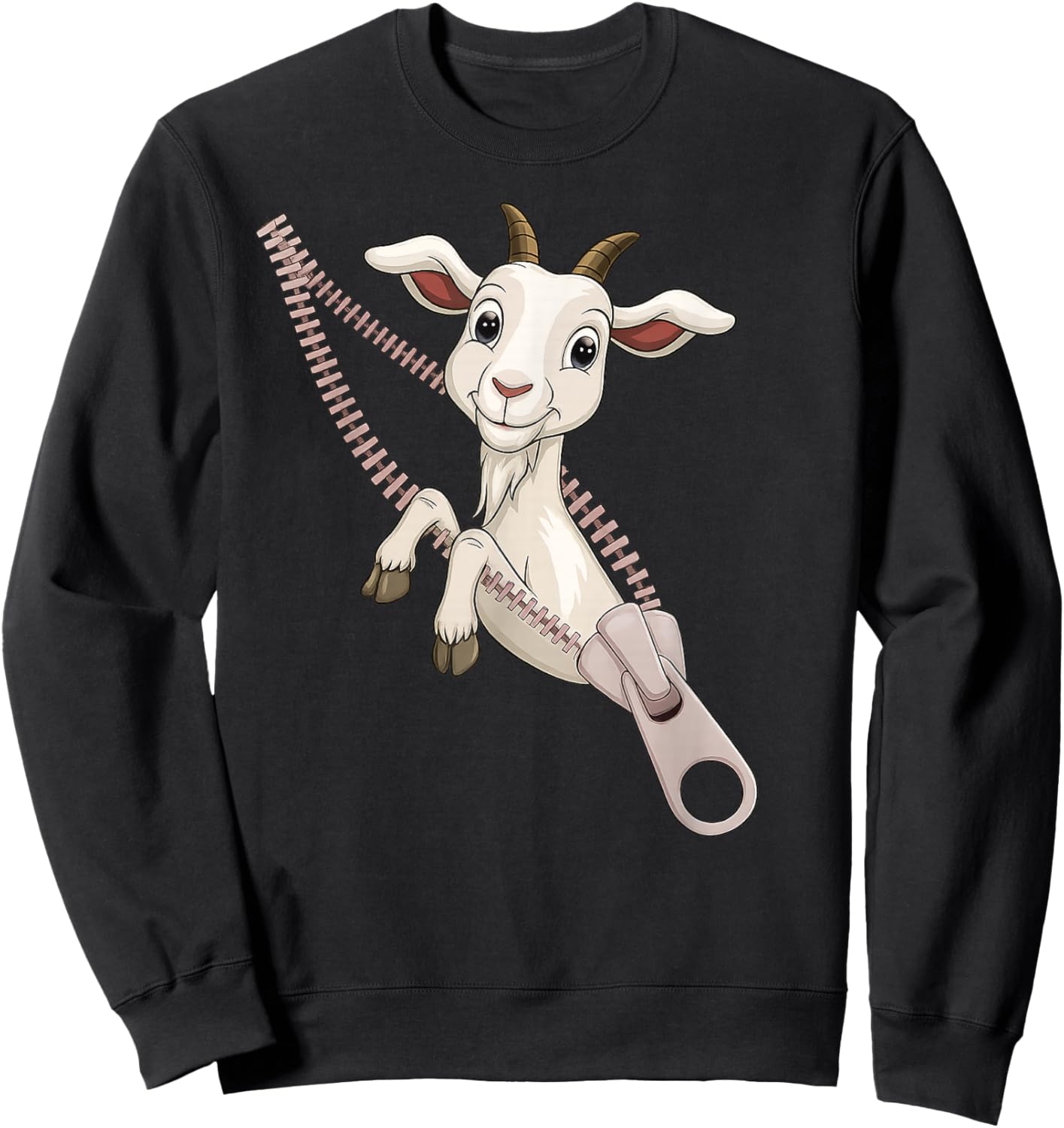 Funny Goat Zipper Sweatshirt - Sweatshirt | Black