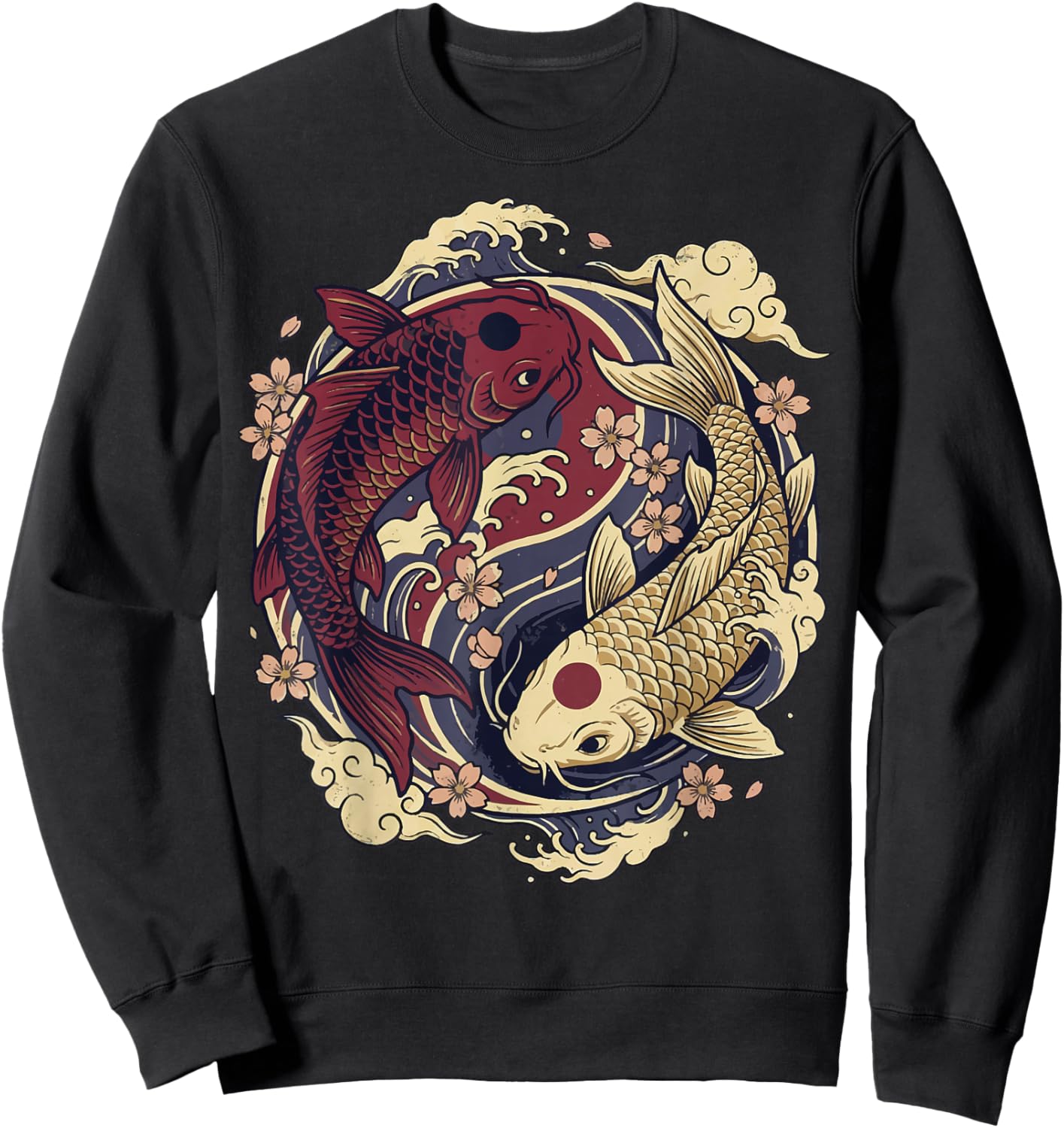 Japanese Koi Yin Yang Japan Sweatshirt - Sweatshirt | Black