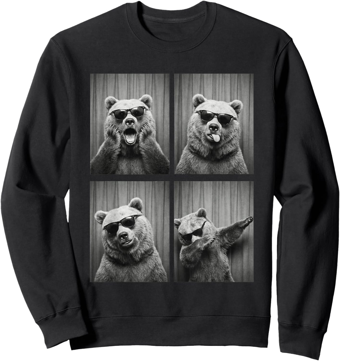 Bear PhotoBooth Sunglasses Funny Dab Bears Lover Sweatshirt - Sweatshirt | Black