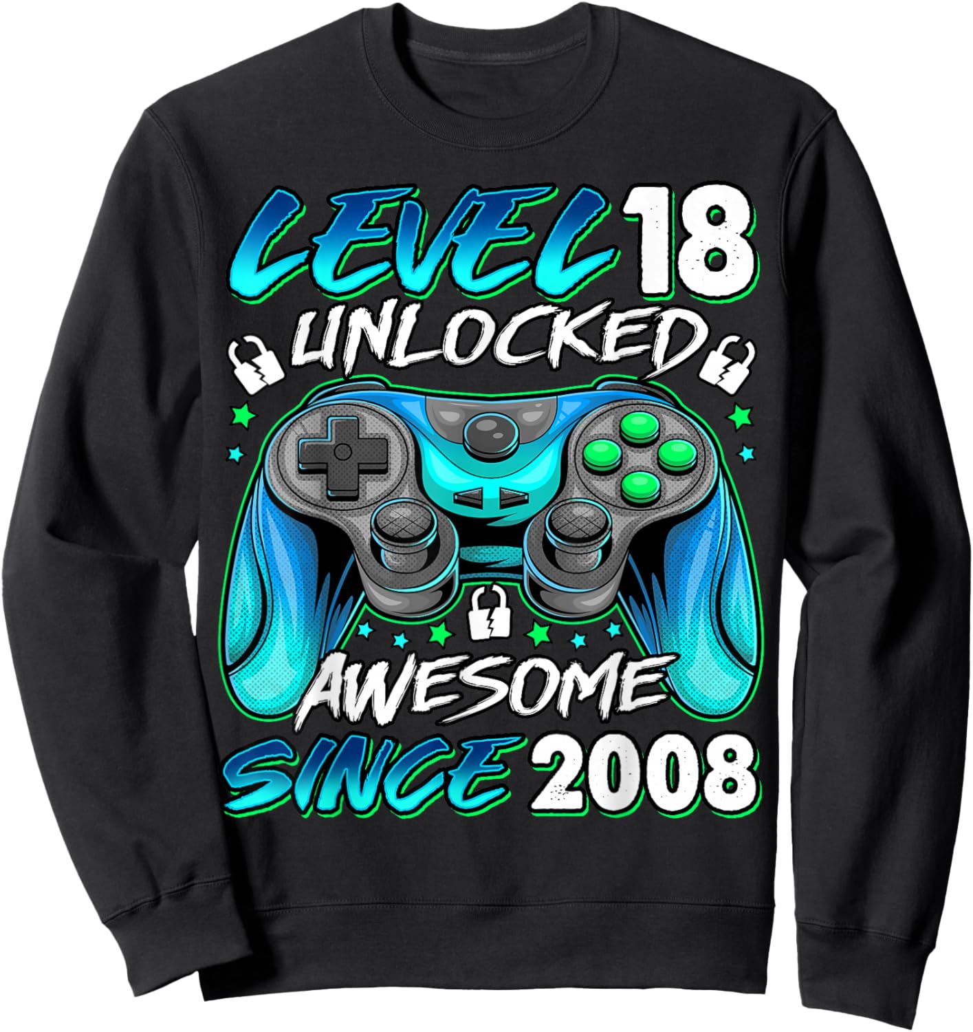 Level 18 Unlocked 18 Year Old Gifts Boys 18th Birthday Boy Sweatshirt - Sweatshirt | Black