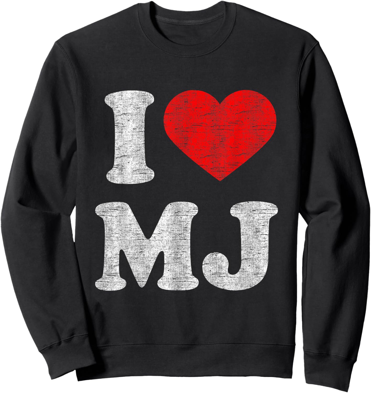 I Love MJ Red Heart Vintage Retro 1980s Men Women 80s Fan Sweatshirt - Sweatshirt | Black