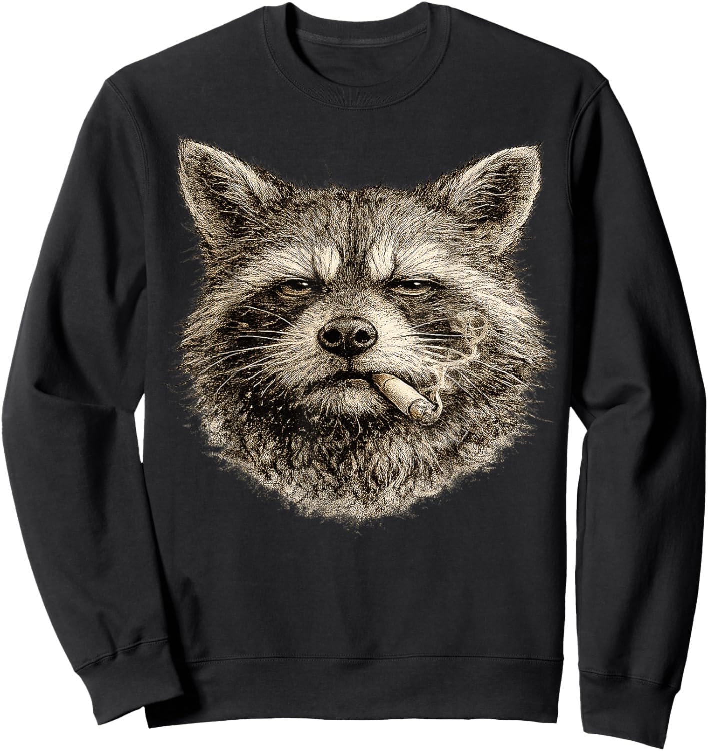 Vintage Raccoon Street Y2K Style Meme Funny Gifts Men Women Sweatshirt - Sweatshirt | Black