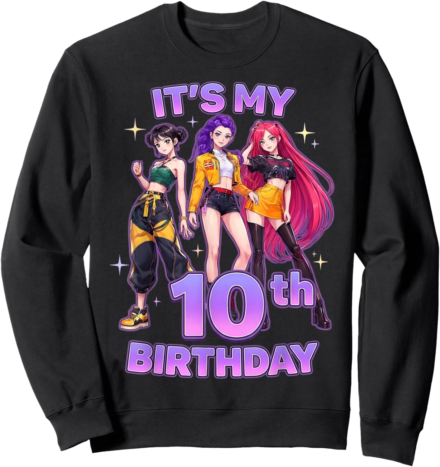 10 Years Old Birthday K pop Kids 10th Bday Girls K-pop Sweatshirt - Sweatshirt | Black