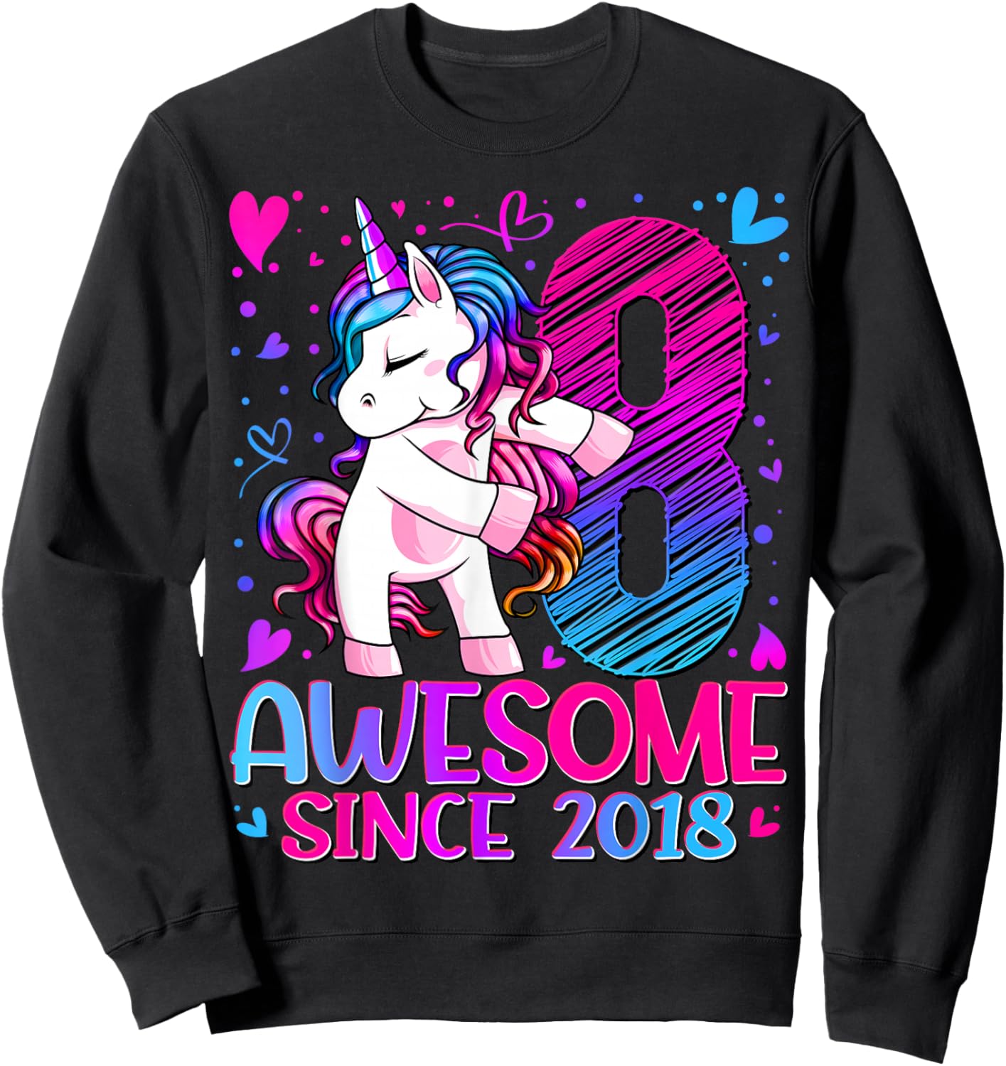 8th Birthday Shirt Girl 8 Year Old Gifts 8 Birthday Girl Sweatshirt - Sweatshirt | Black