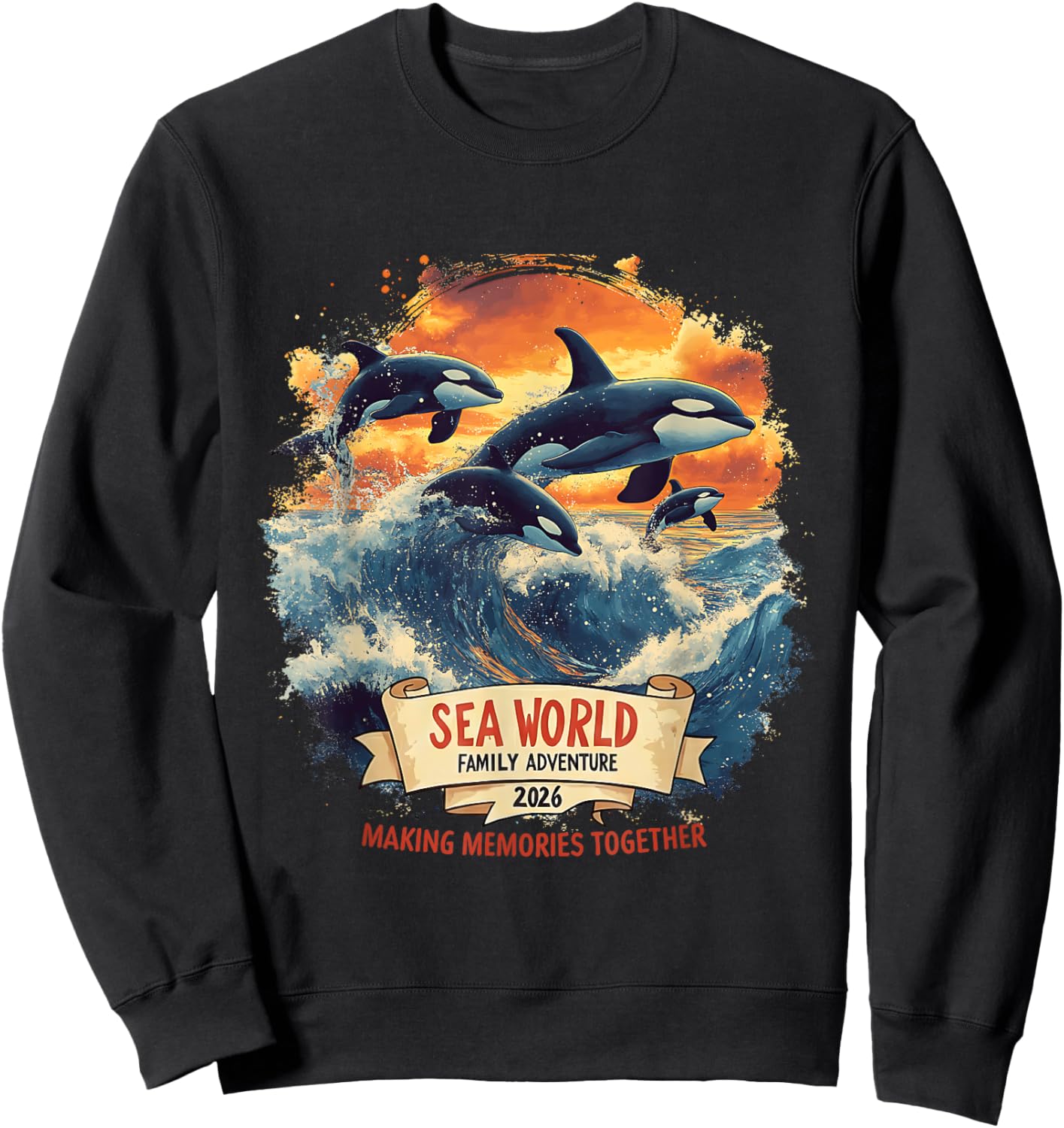 Family Vacation Marine Life Adventure Crew 2026 Dolphin Trip Sweatshirt - Sweatshirt | Black