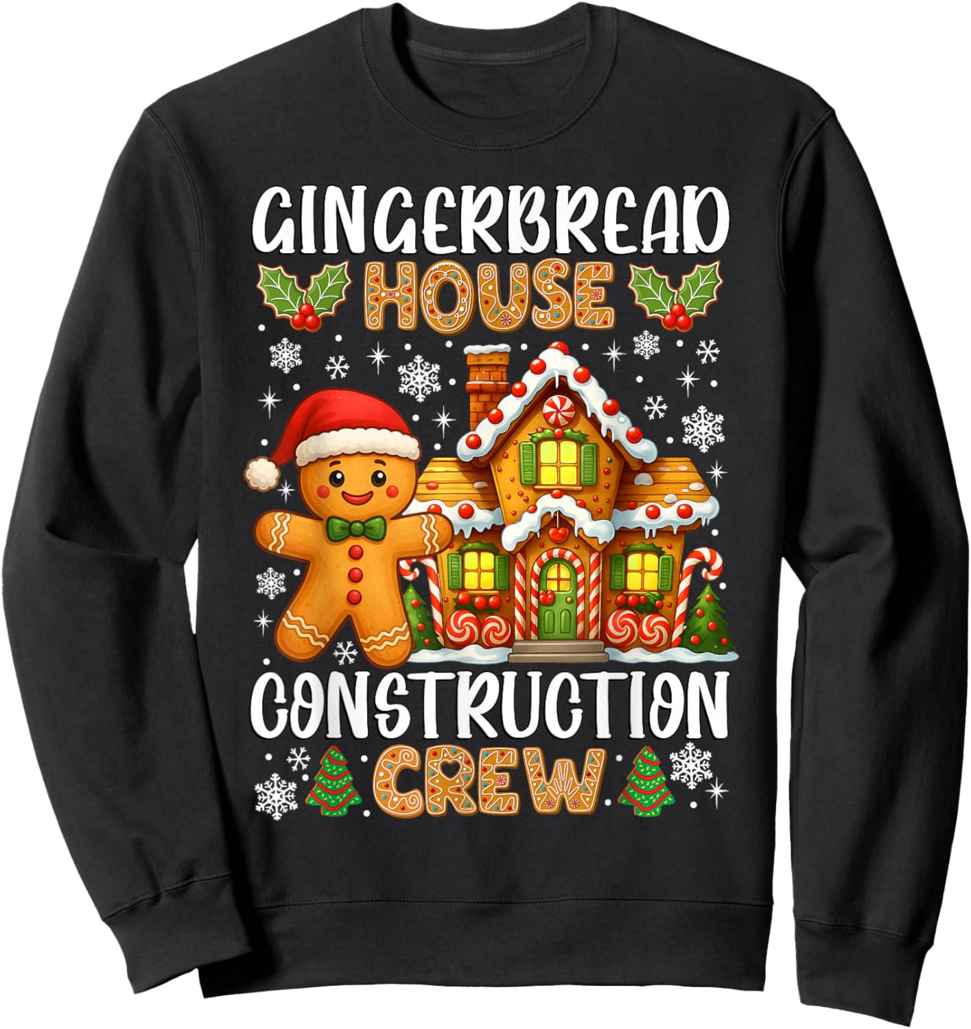 Gingerbread House Construction Crew Christmas Cookie Kids Sweatshirt - Sweatshirt | Black