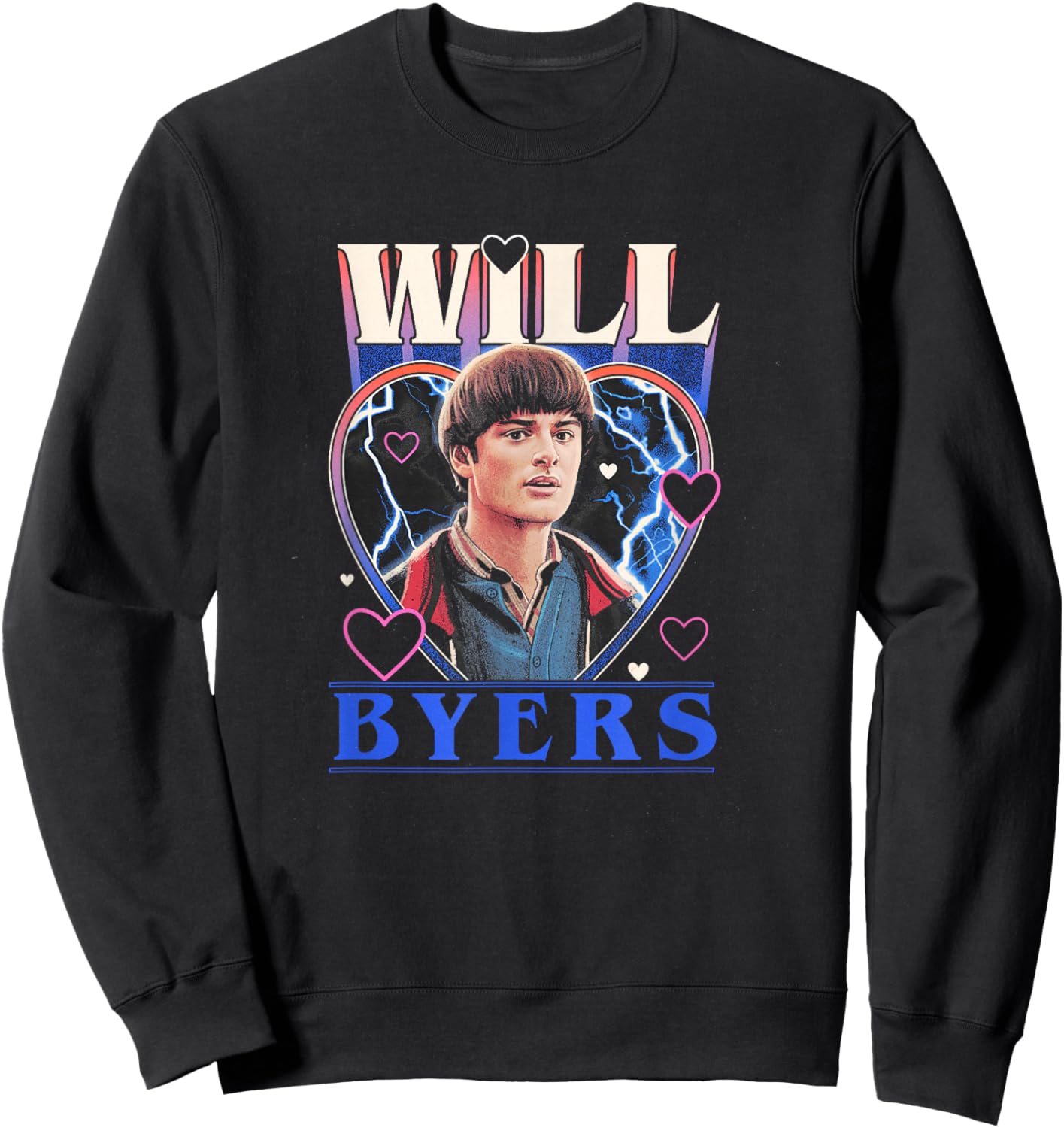 Stranger Things Valentine's Day Will Byers Retro Heart Frame Sweatshirt - Sweatshirt | Black