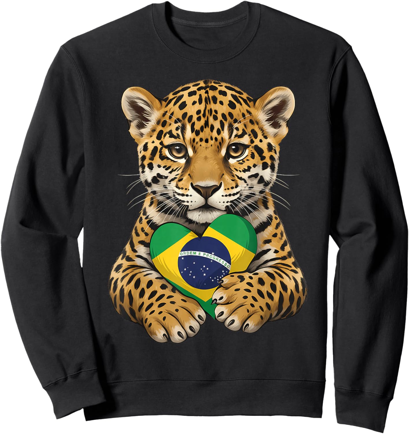 Brazil Flag Leopard Brazilian Roots Brasilian Pride Brasil Sweatshirt - Sweatshirt | Black