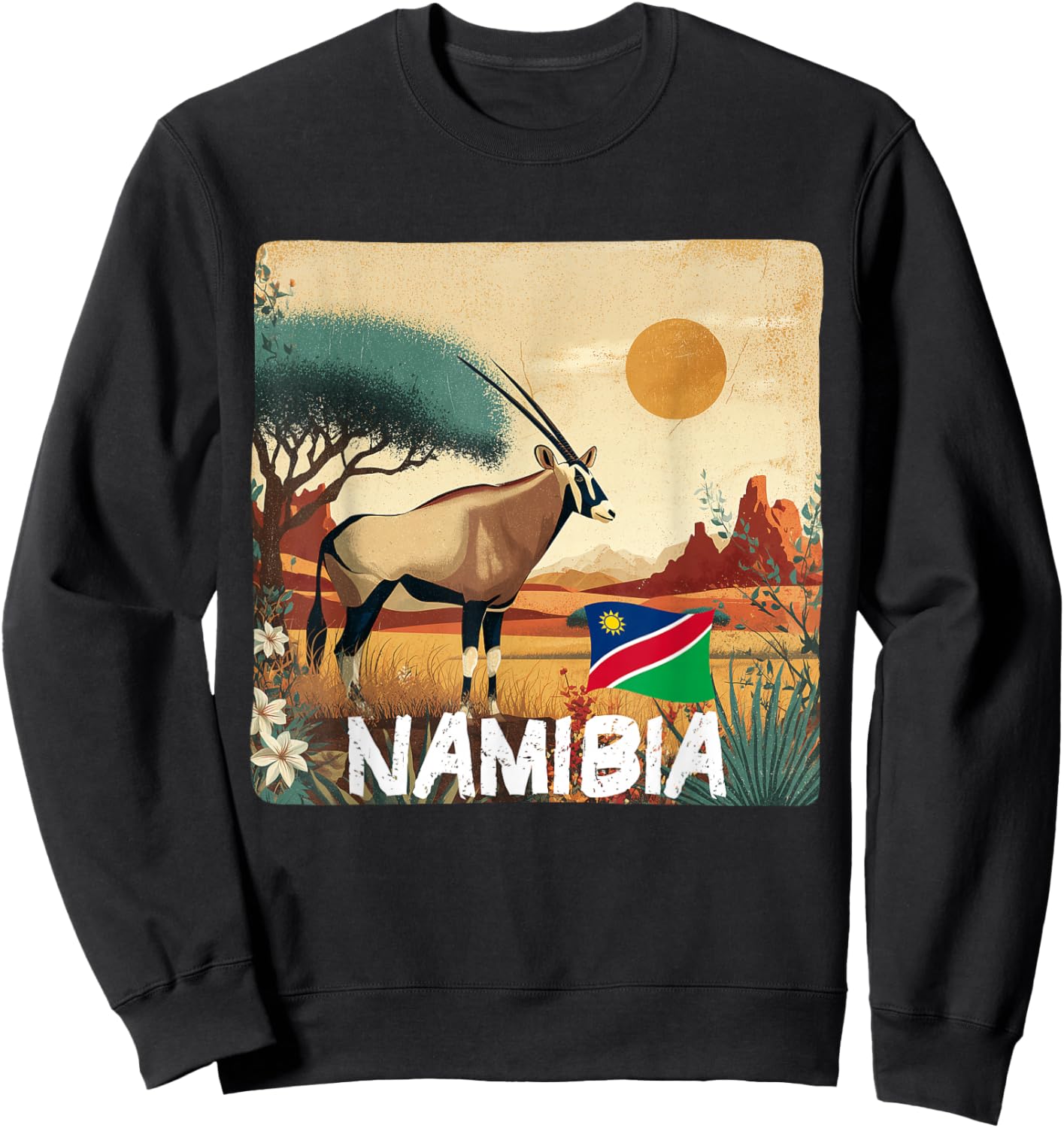 Pretty Namibia Flag with Gemsbok for Oryx Lovers Sweatshirt - Sweatshirt | Black
