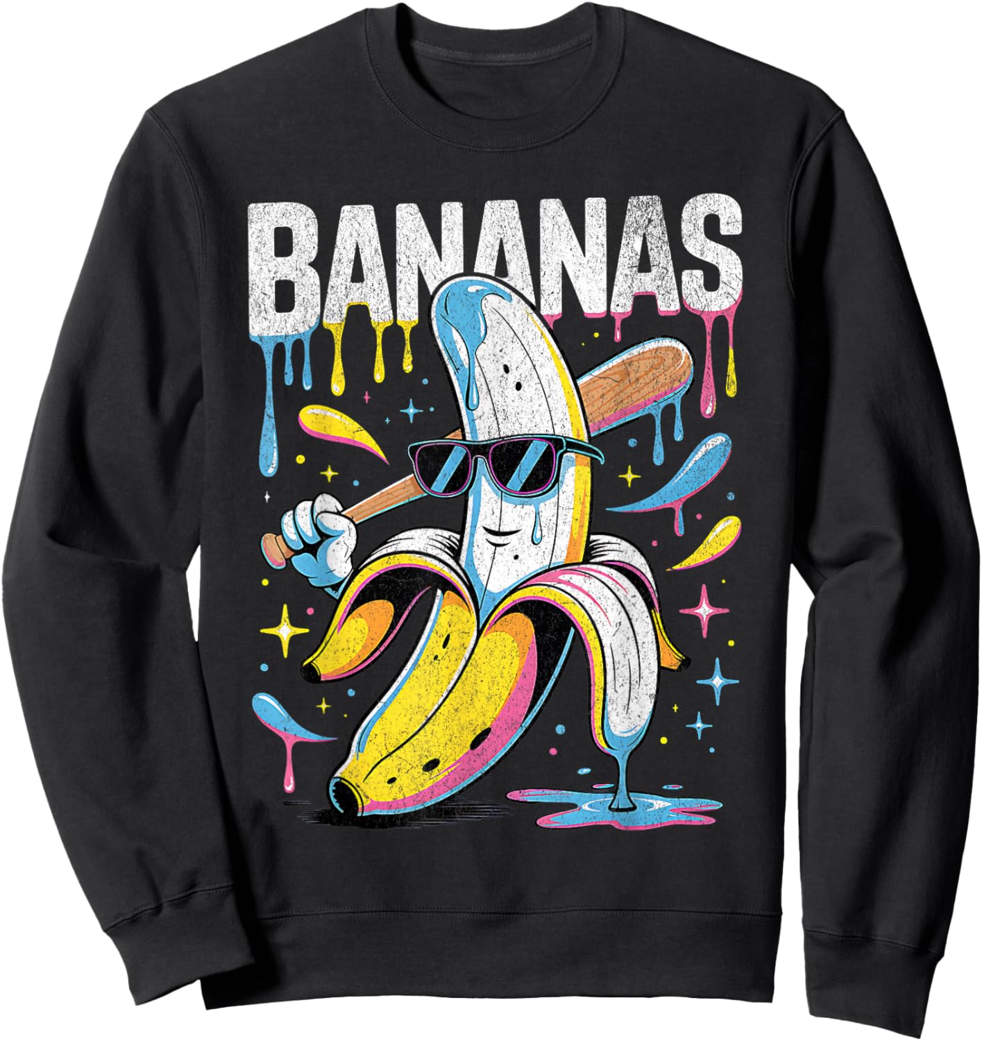 Banana Funny Baseball Drip Kids Youth Boys Girls Sport Teens Sweatshirt - Sweatshirt | Black