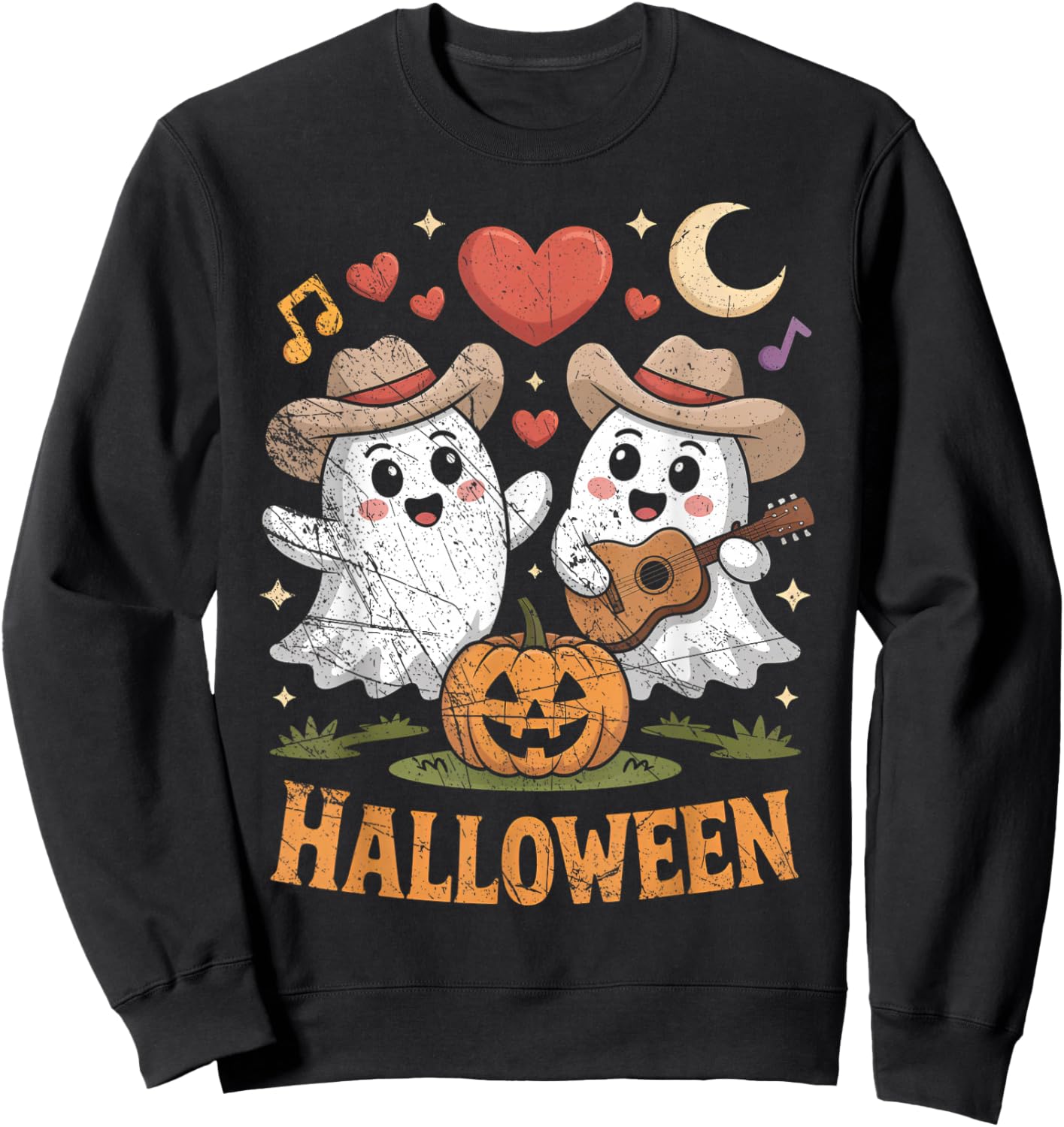 Ghost Playing Guitar for Halloween Lovers Sweatshirt - Sweatshirt | Black