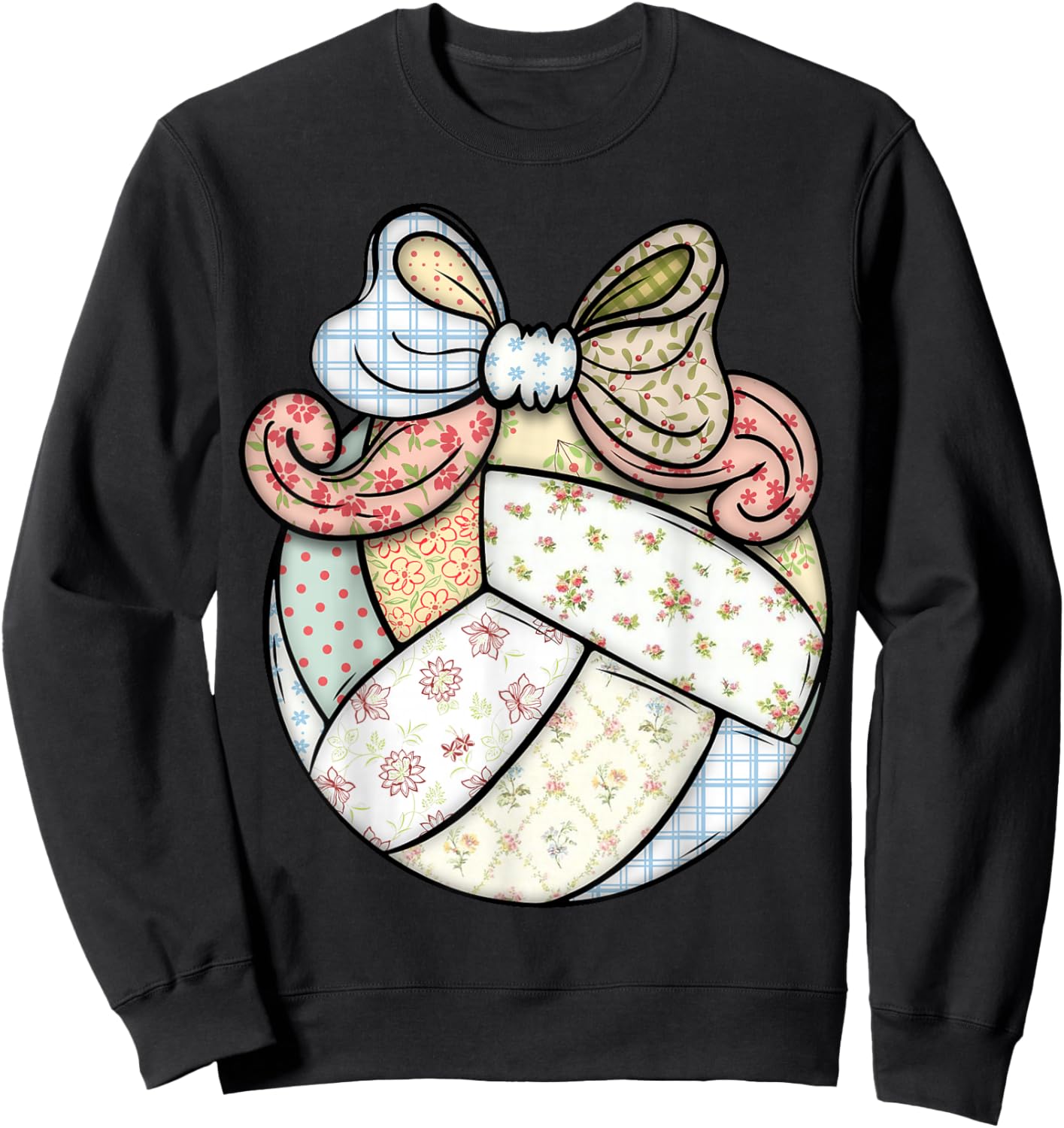 Cute Patchwork Volleyball Ball Player Sports Fan Girls Women Sweatshirt - Sweatshirt | Black