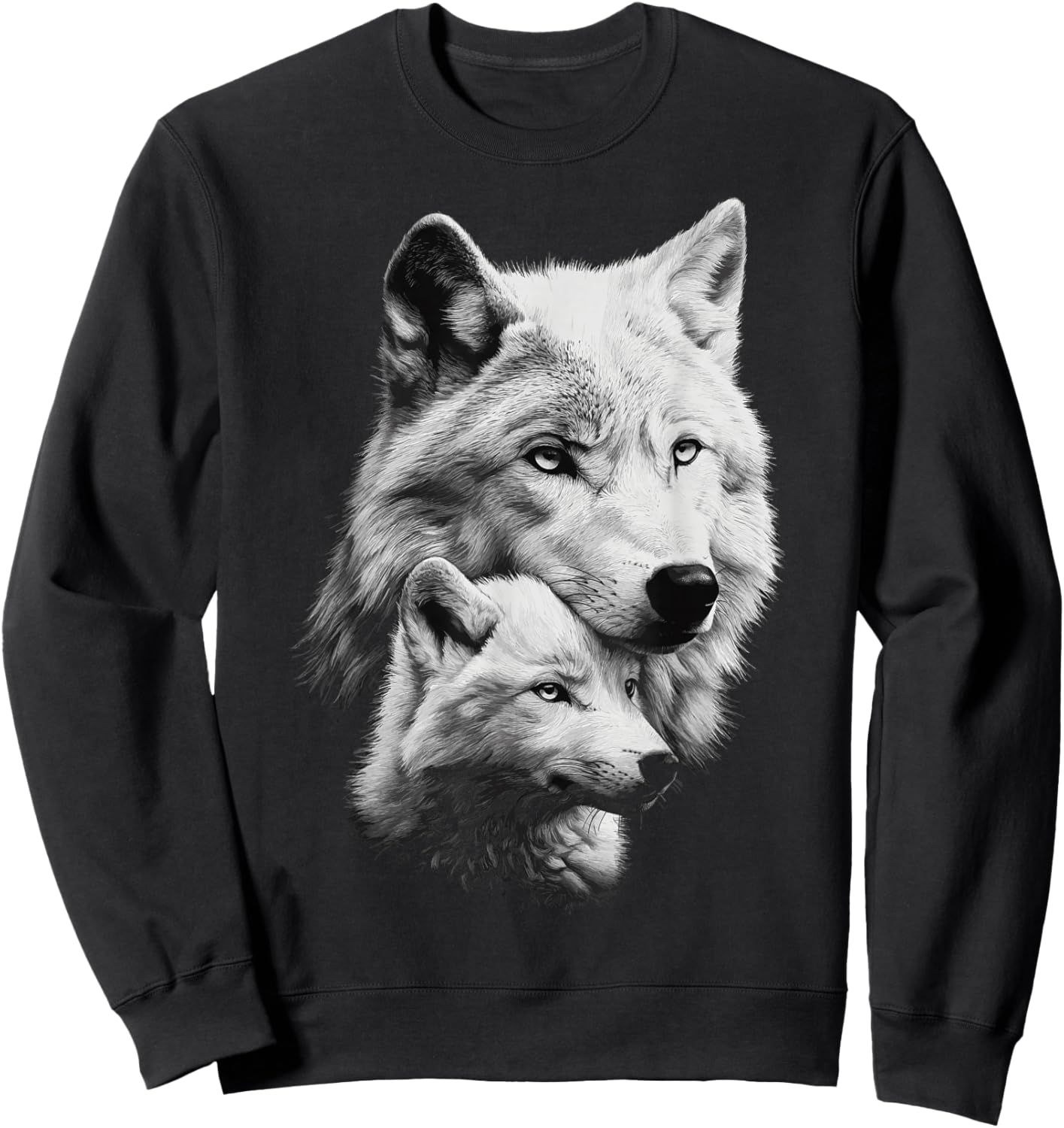Wolf and Wolf Cub Men Wolf Lover Women Girls Cute Wolf Sweatshirt - Sweatshirt | Black