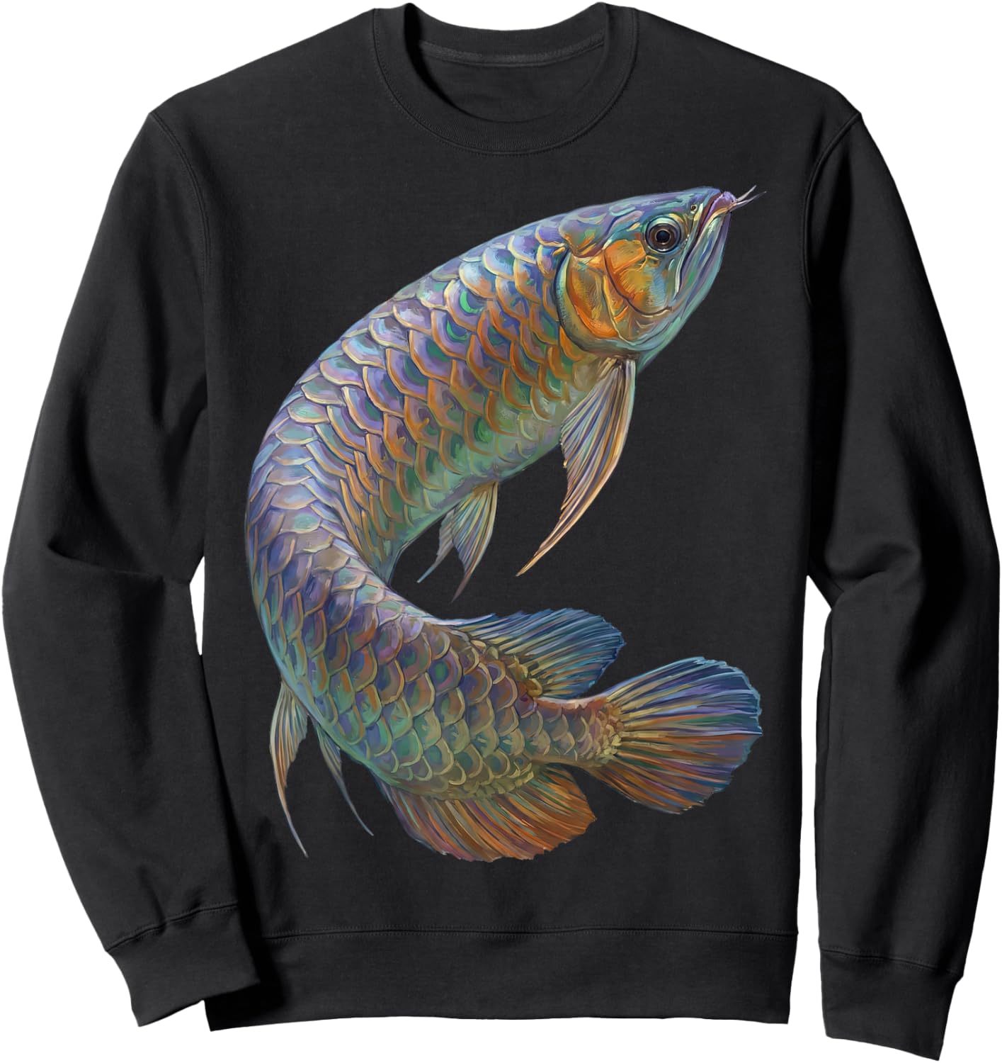 Asian Arowana Abstract Aquatic Art Freshwater Biology Art Sweatshirt - Sweatshirt | Black