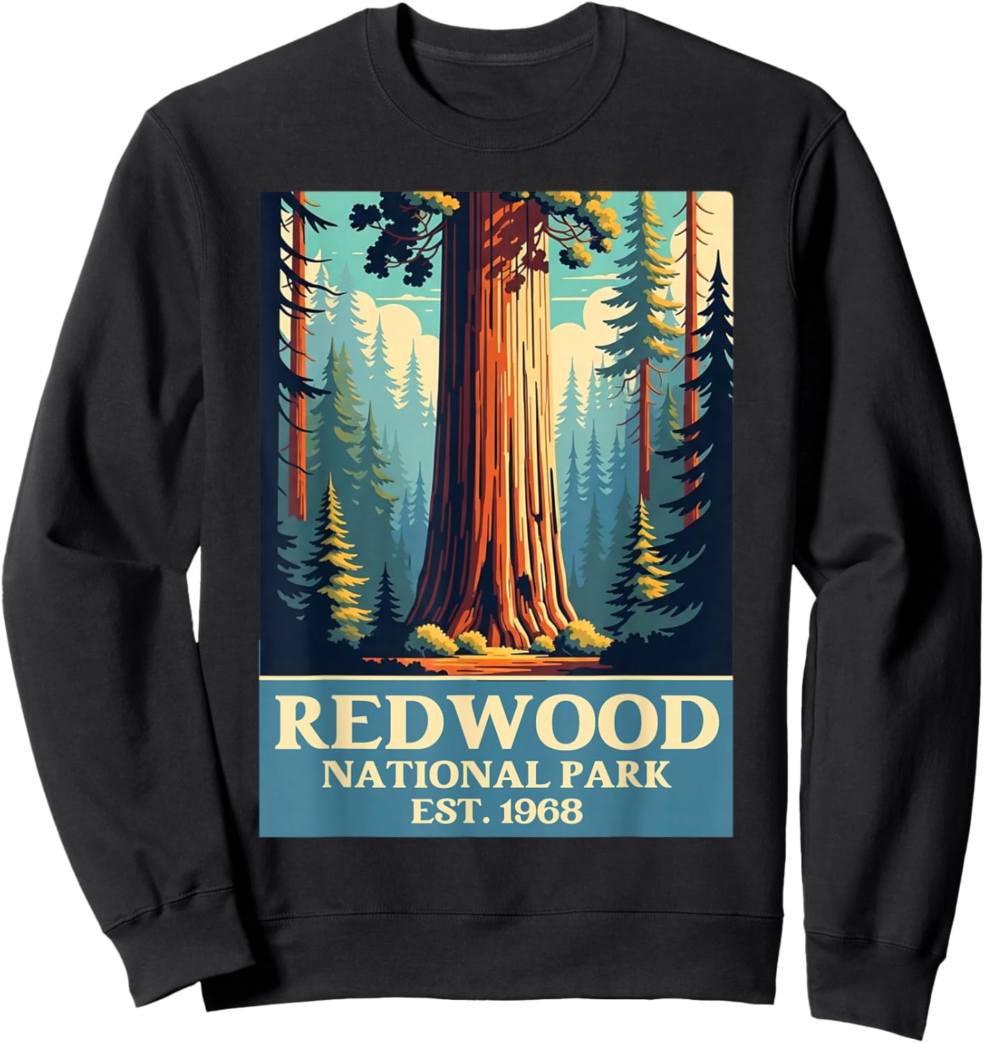 Redwood National Park Vintage Camping Hiking Men Women Kids Sweatshirt - Sweatshirt | Black