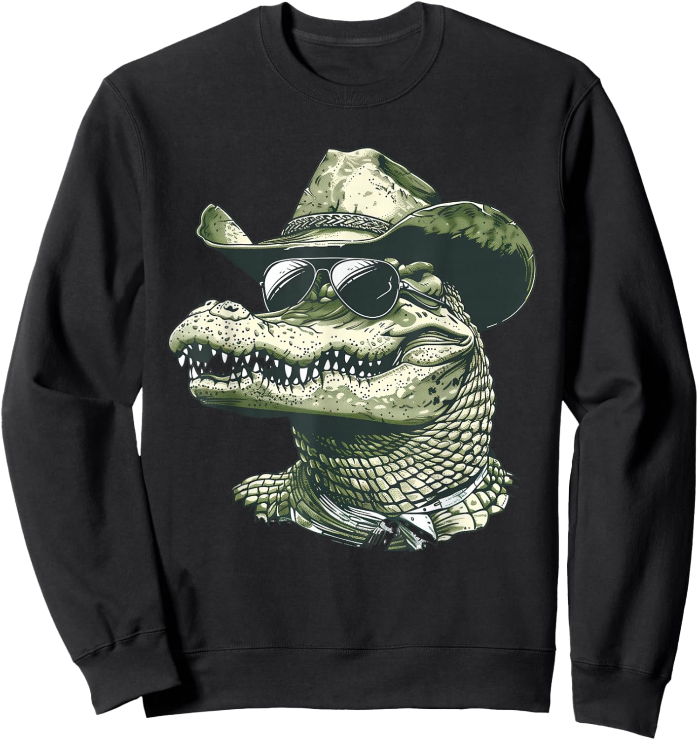 Alligator Cowboy Hat Gator Crocodile Reptile Lover Funny Sweatshirt - Sweatshirt | Black