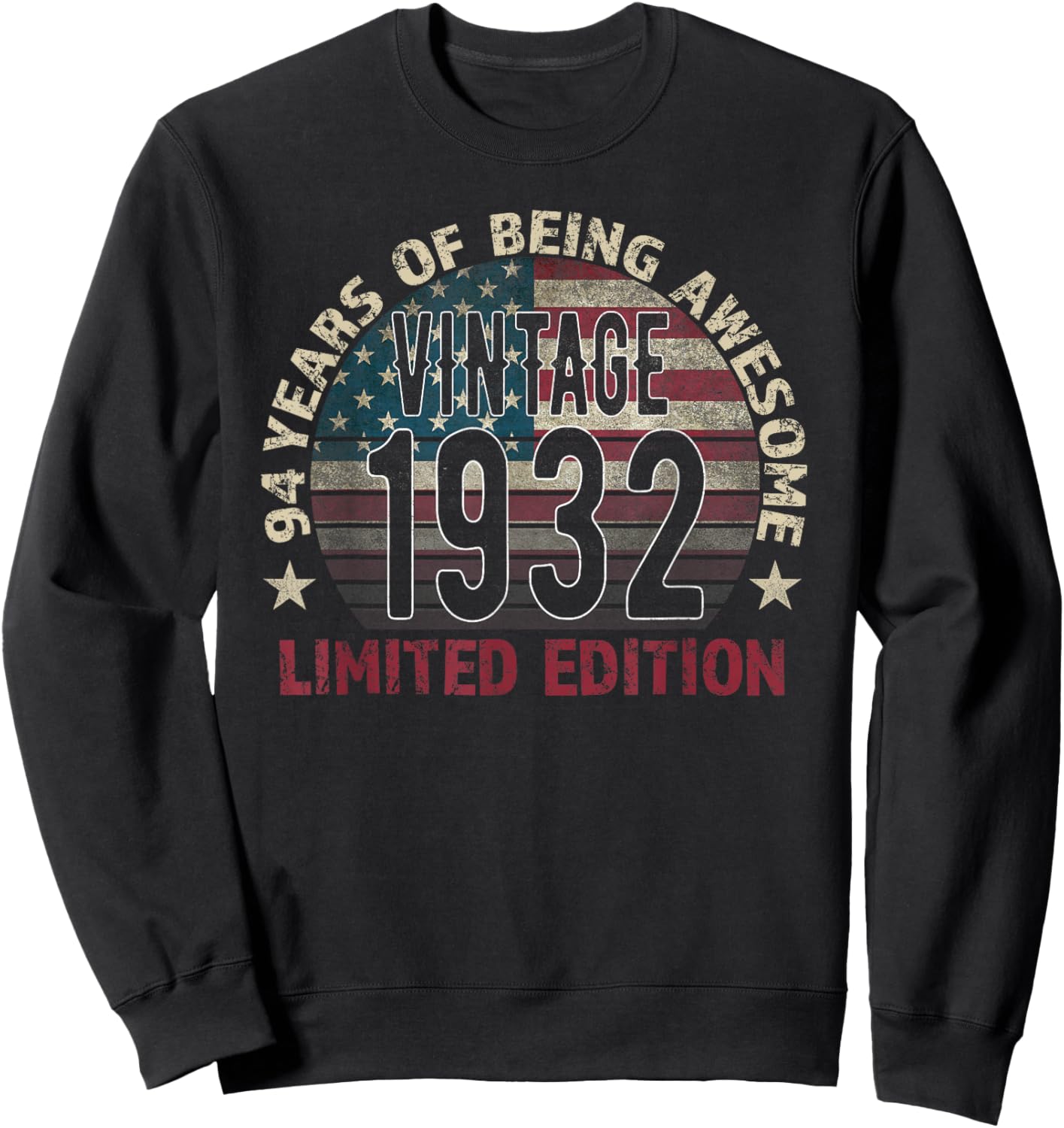 94th Birthday Gift Men Vintage Born 1932 Turning 94 Year Old Sweatshirt - Sweatshirt | Black