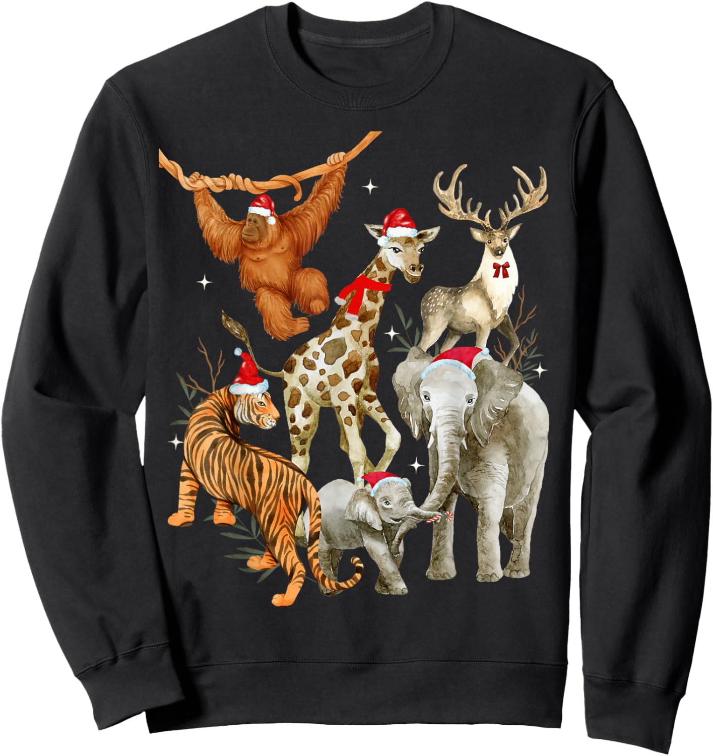 Christmas Men Women Kids Wildlife Zoo Day Beautiful Animals Sweatshirt - Sweatshirt | Black