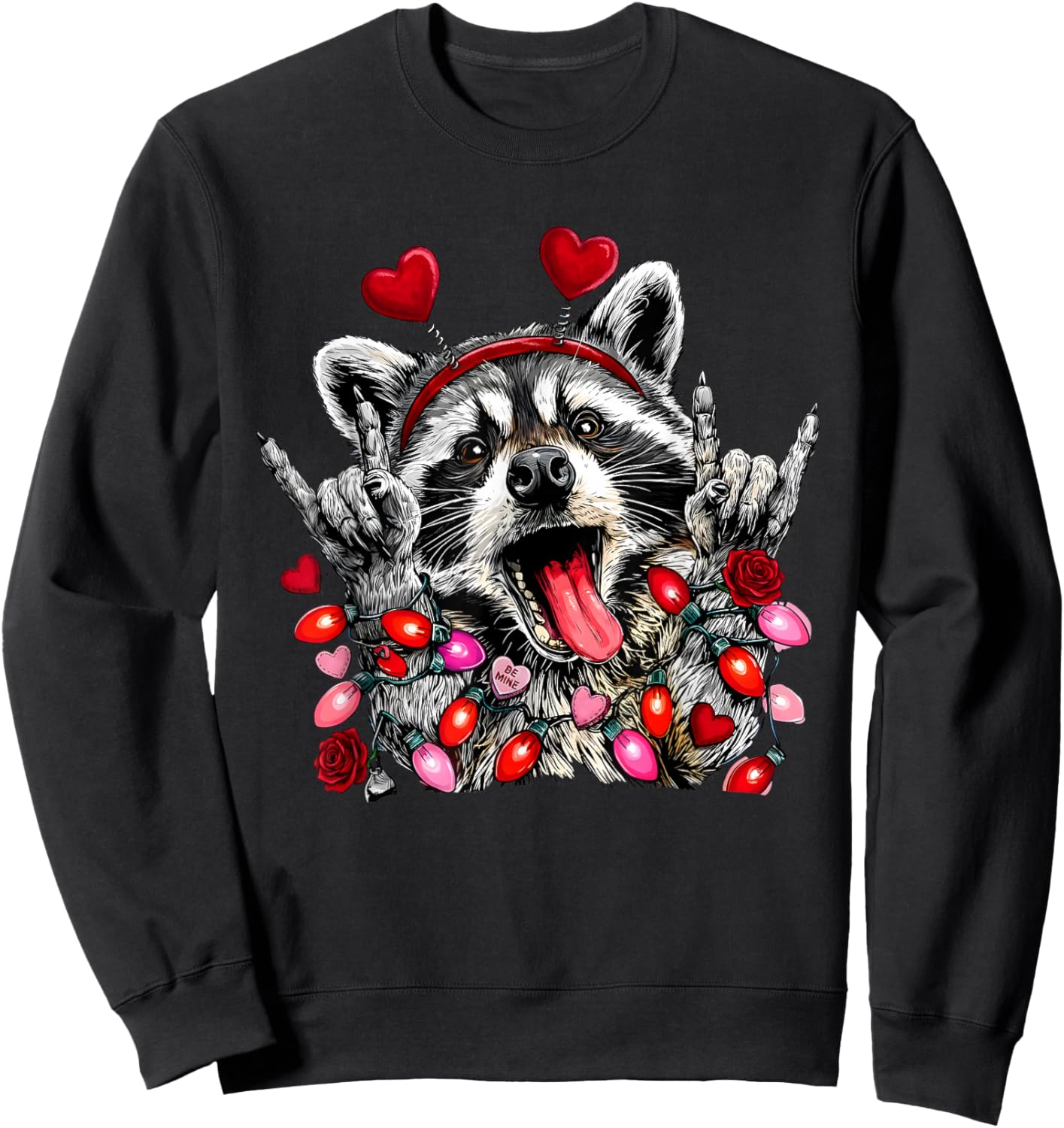 Vintage Boys Girls Valentine Trashed Panda Lover Heart XOXO Sweatshirt - Sweatshirt | Black
