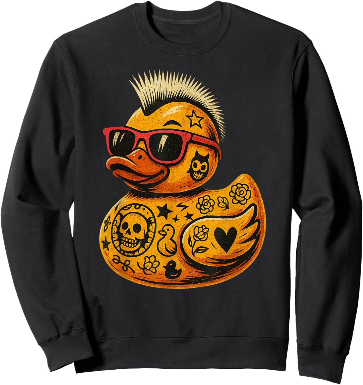 Mohawk Rubber Duck Punk Rock Rocker Toddler Boys Kid Sweatshirt - Sweatshirt | Black
